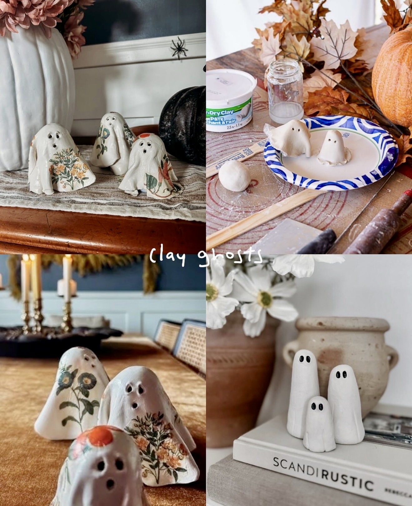 DIY Air Dry Clay Ghost Figurines