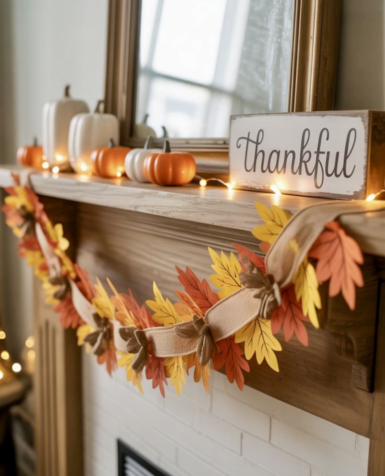 DIY Fall Leaf Garland With Pumpkins