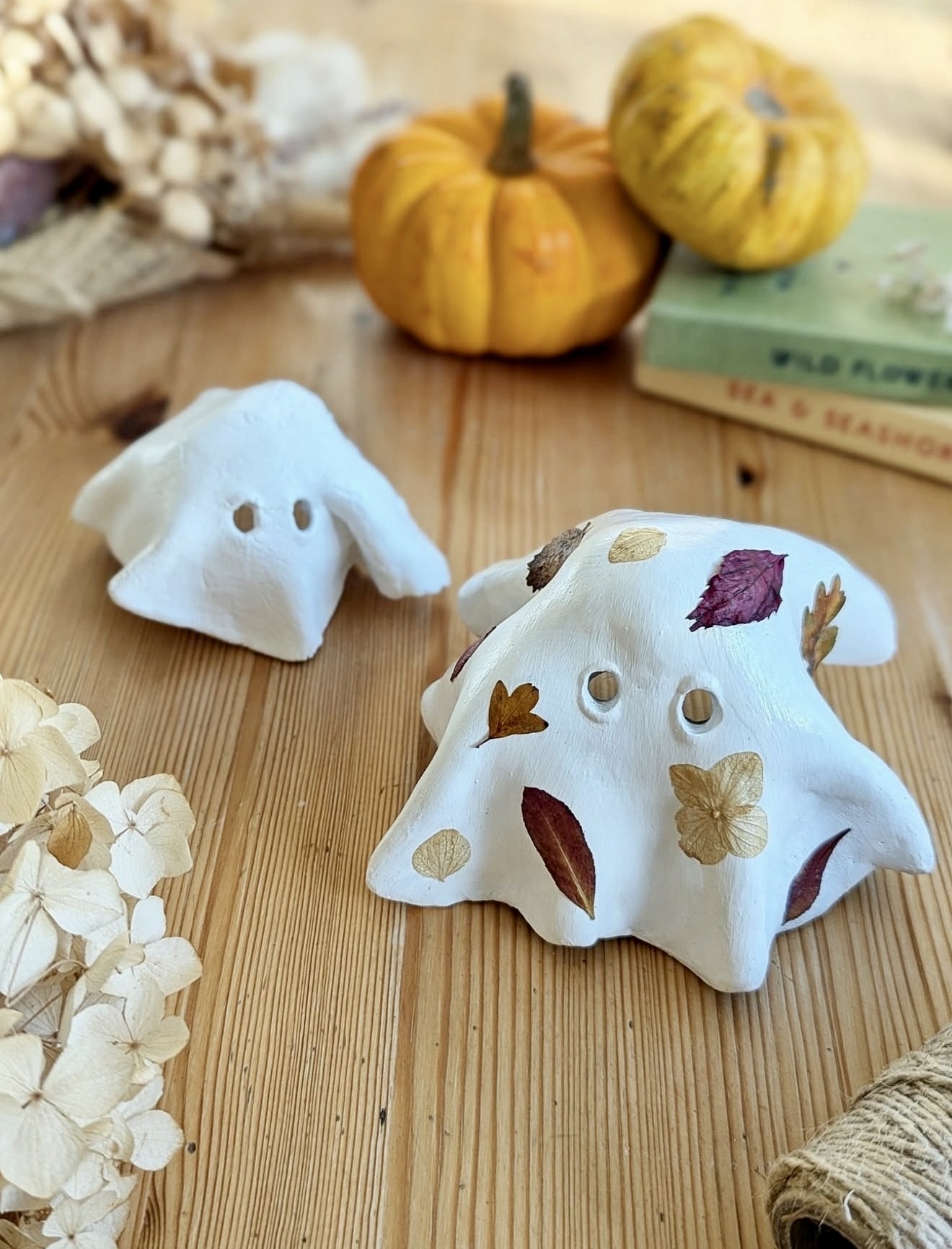 DIY Pressed Leaf Ghost Sculptures