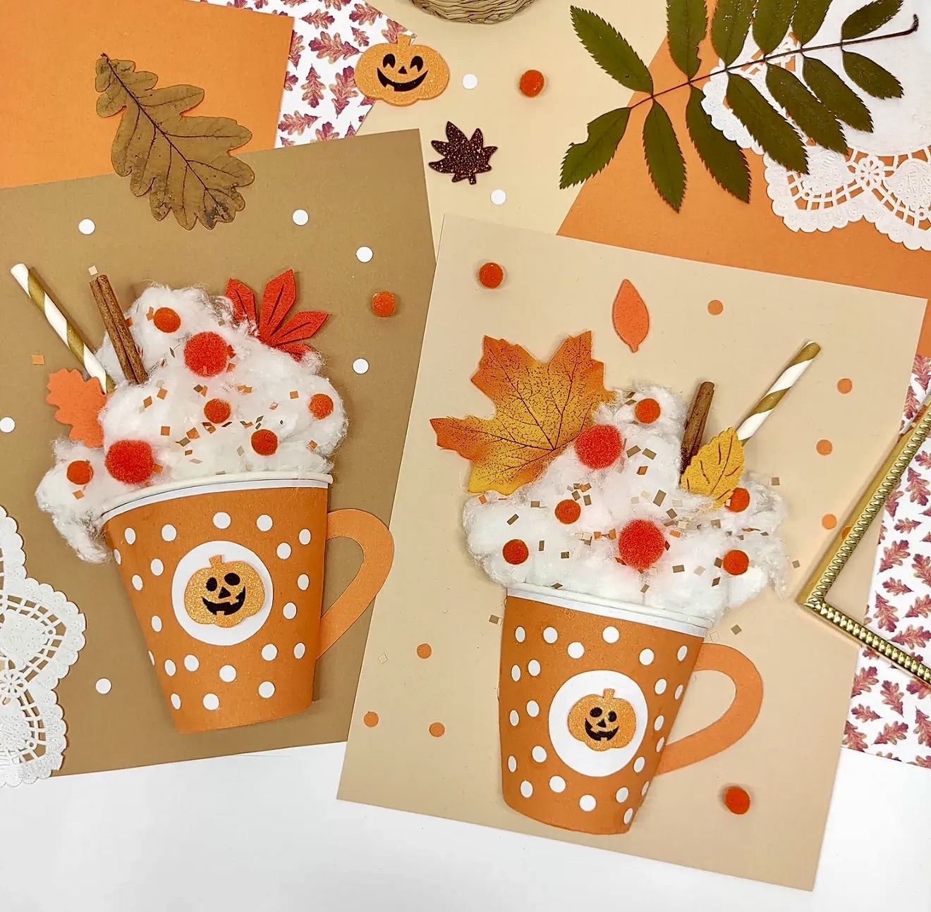 DIY Pumpkin Spice Latte Craft Cards