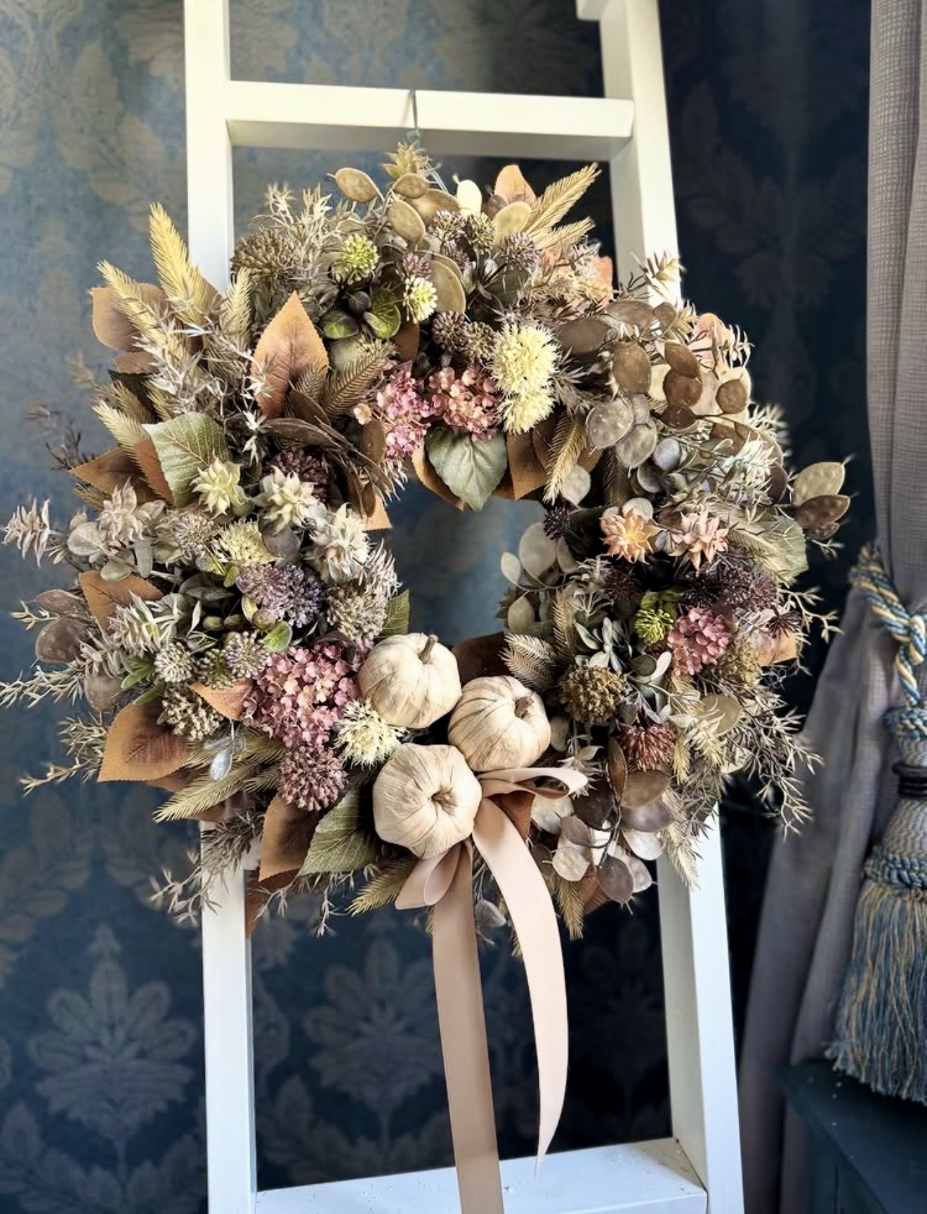 Dried Floral and Pumpkin Fall Wreath