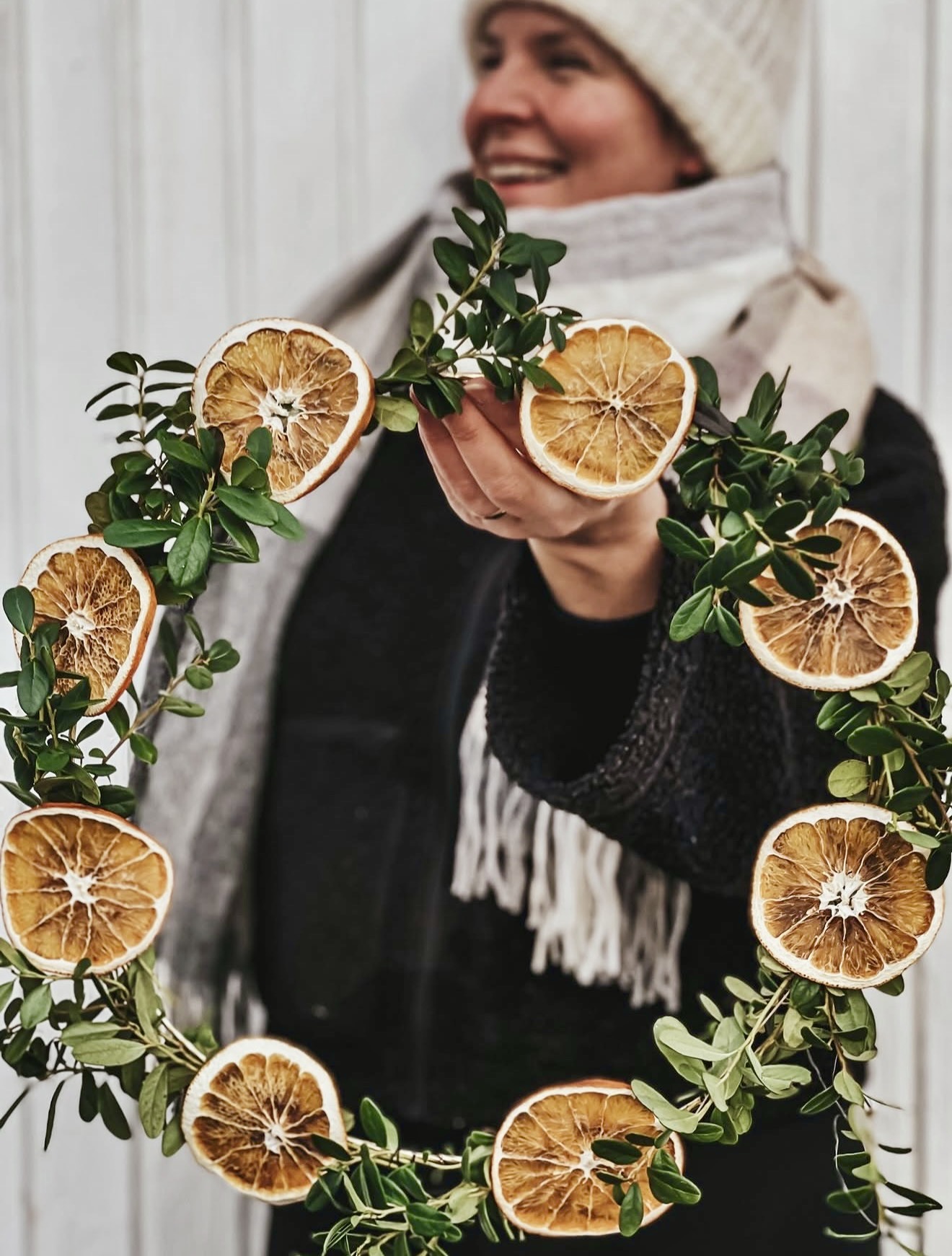 Dried Orange Slice and Greenery Fall Wreath
