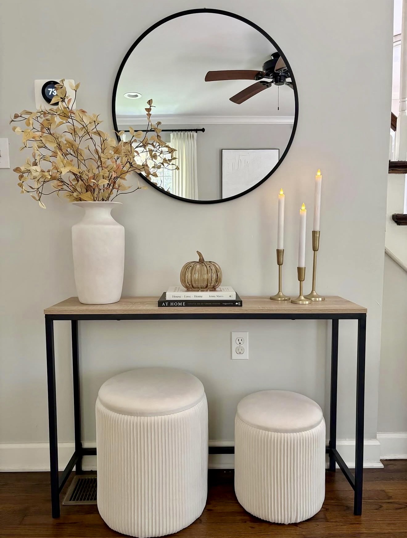 Elegant Fall Entryway With Neutral Tones