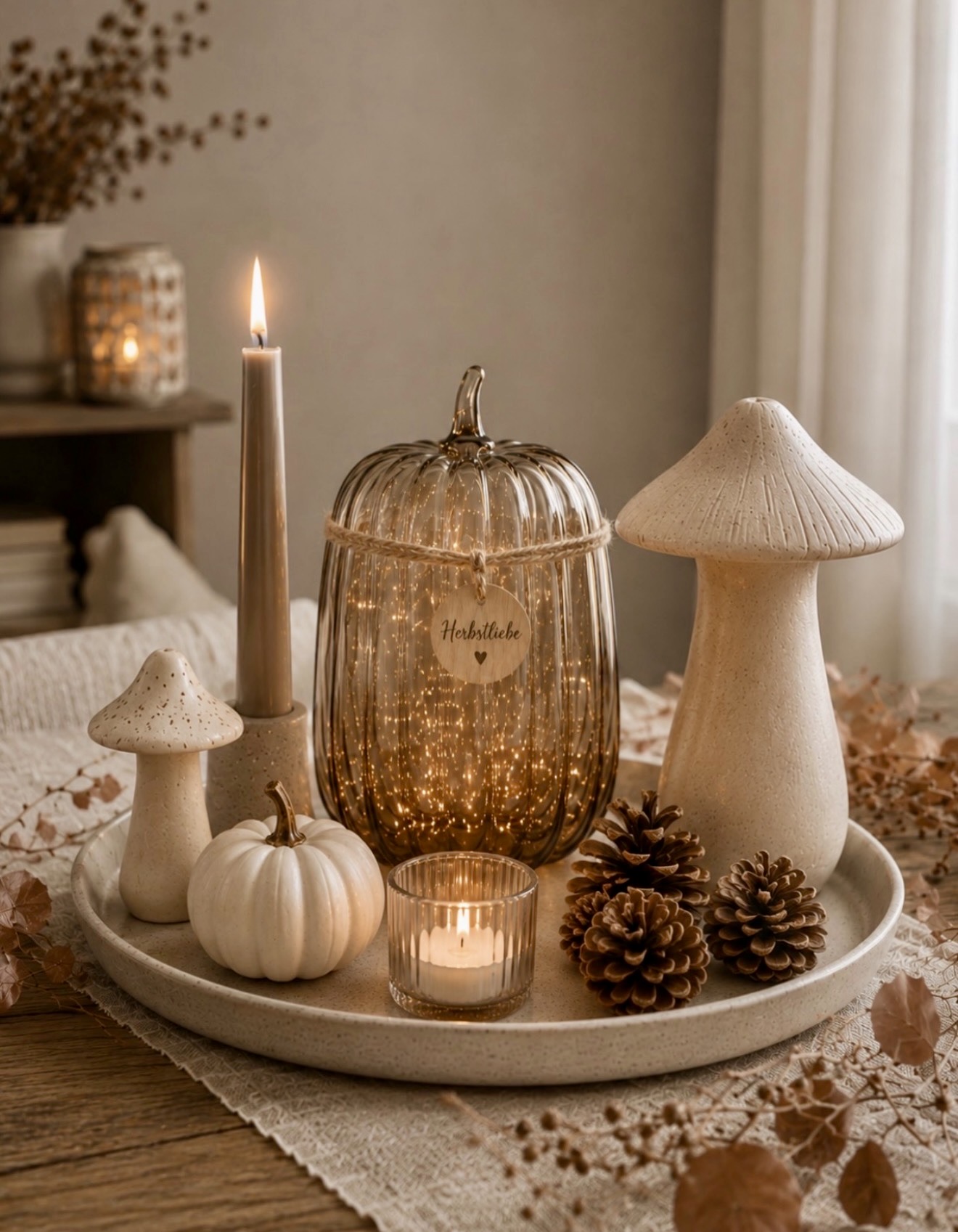 Enchanting Rustic Autumn Table Tray Display