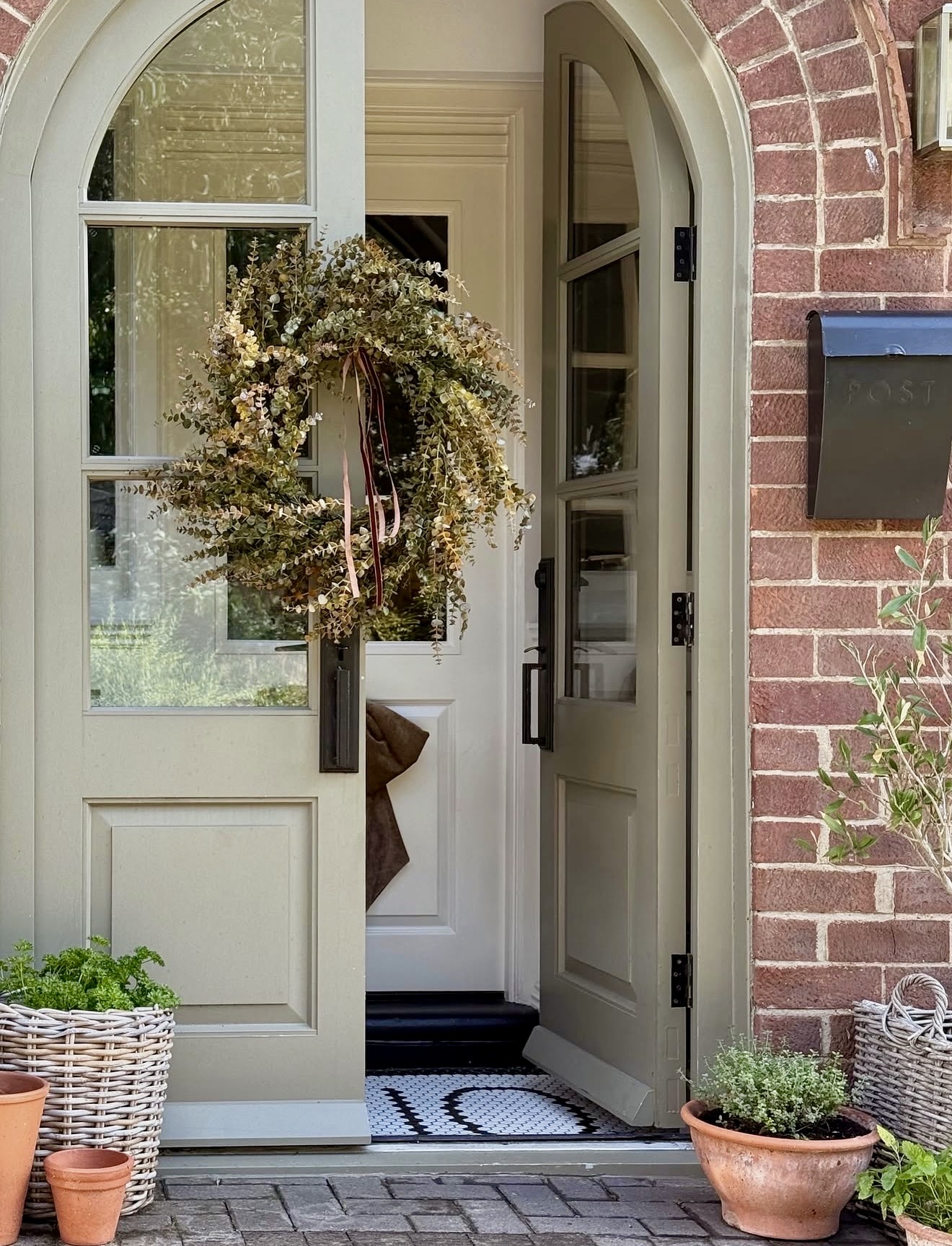 Eucalyptus Wreath With Rustic Ribbons Welcomes Fall