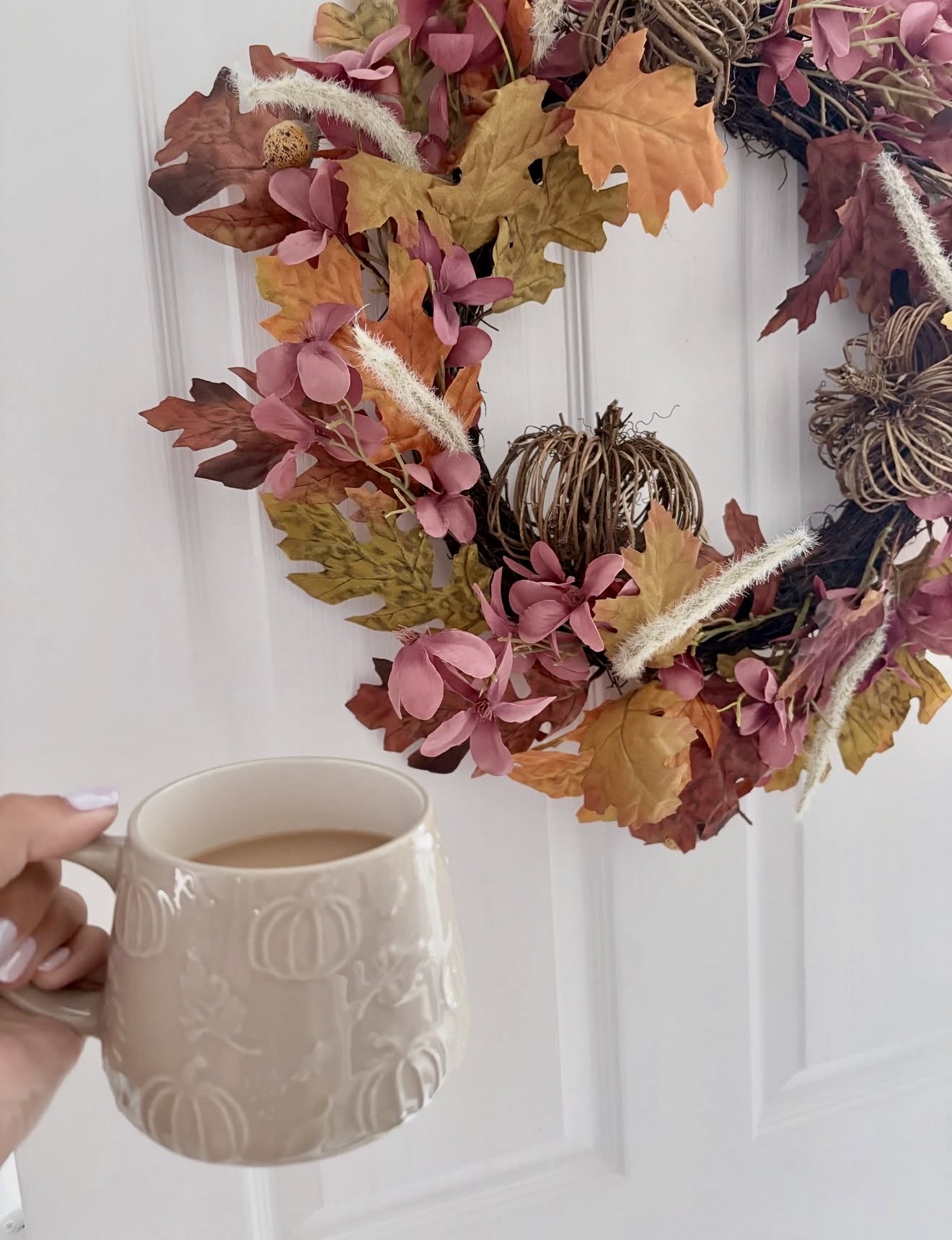 Festive Fall Wreath With Cozy Coffee