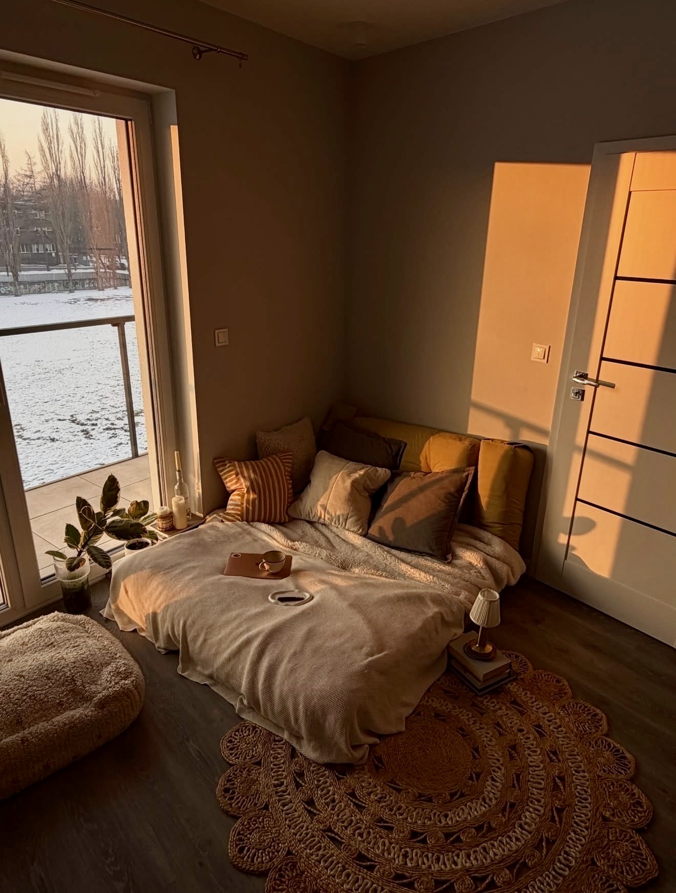 Golden Hour Floor Bed Reading Nook