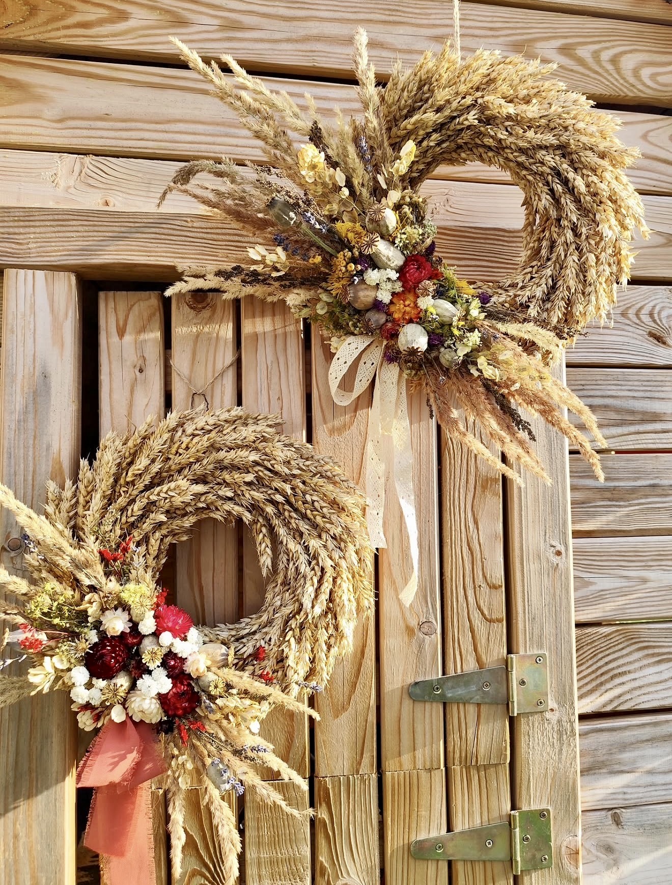 Golden Wheat And Dried Bloom Fall Wreaths