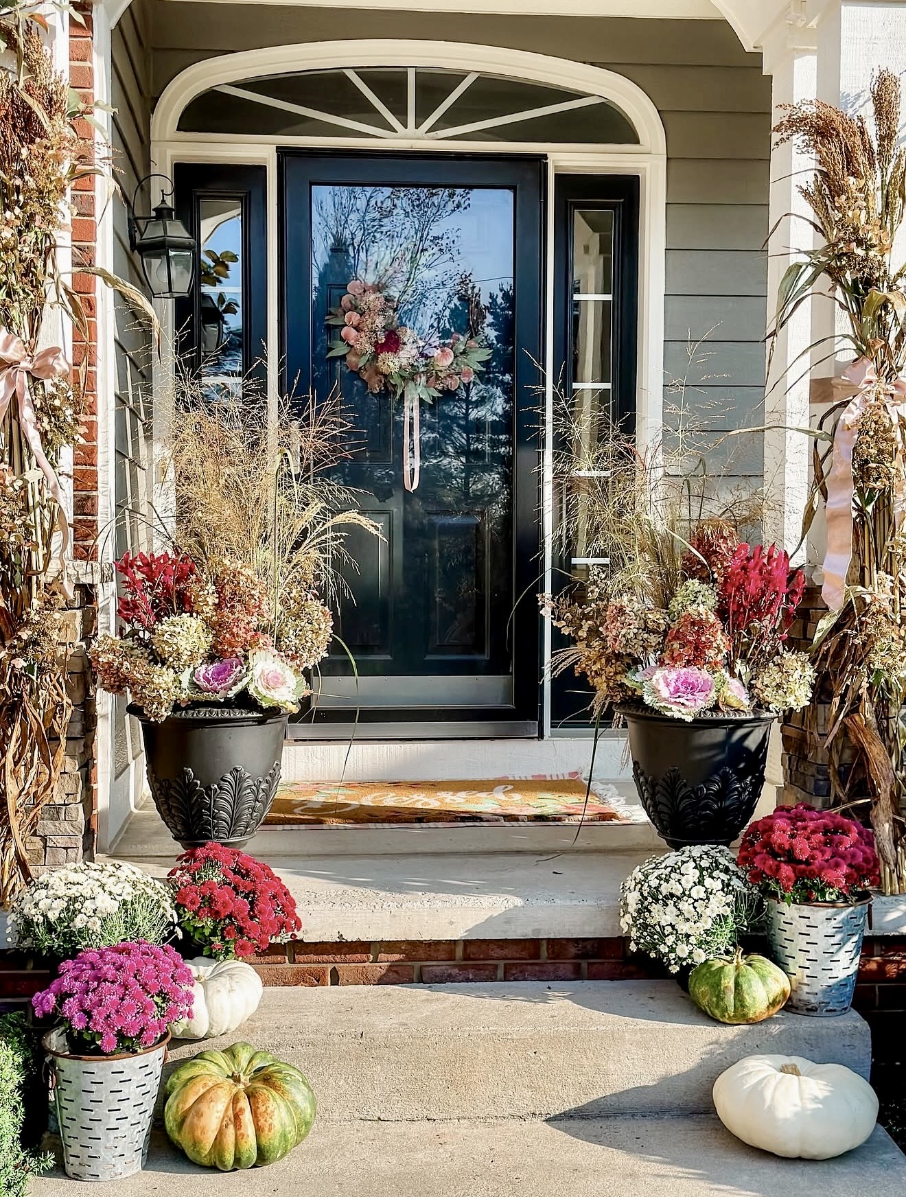 Harvest Hues Front Door Fall Display