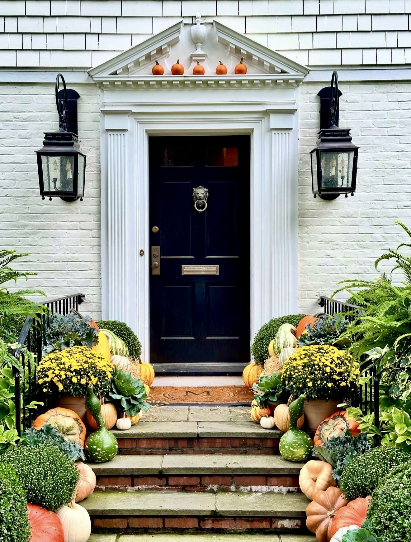 Harvest Porch Abundance With Pumpkins and Mums
