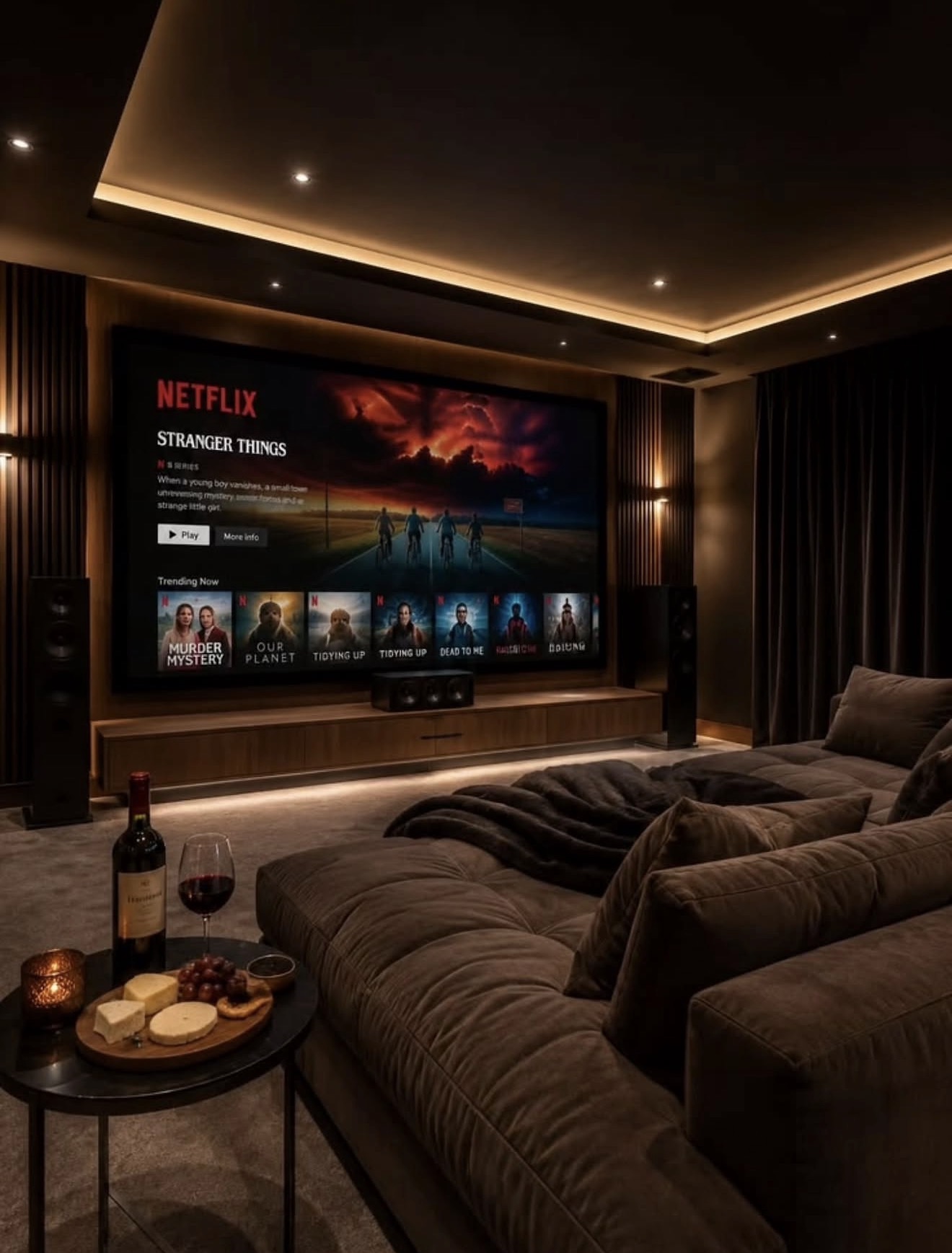 Luxurious Dark Mocha Cinematic Media Retreat