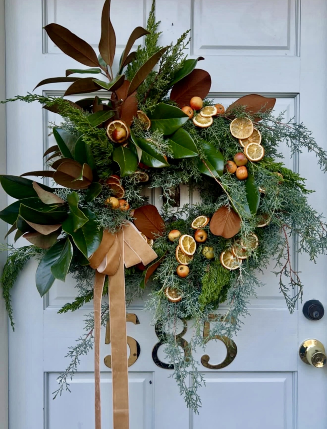Magnolia Leaf and Dried Orange Fall Wreath