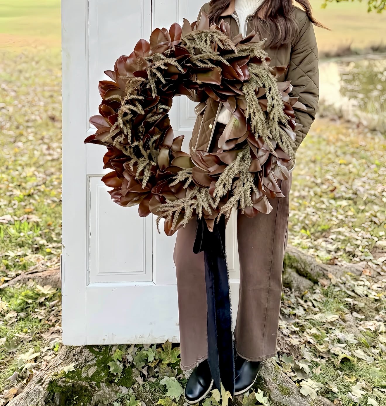 Magnolia Leaf and Twig Fall Wreath