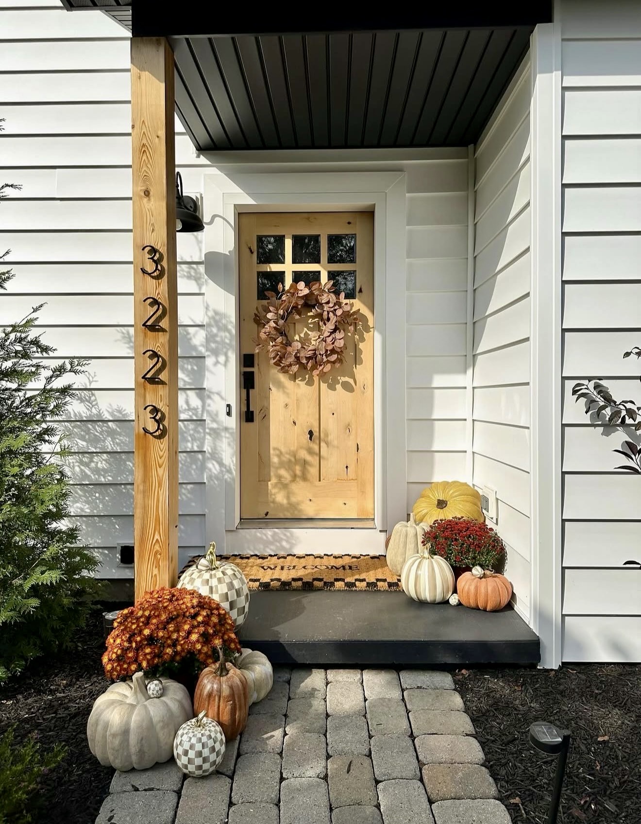 Neutral Fall Harvest Front Porch Decor