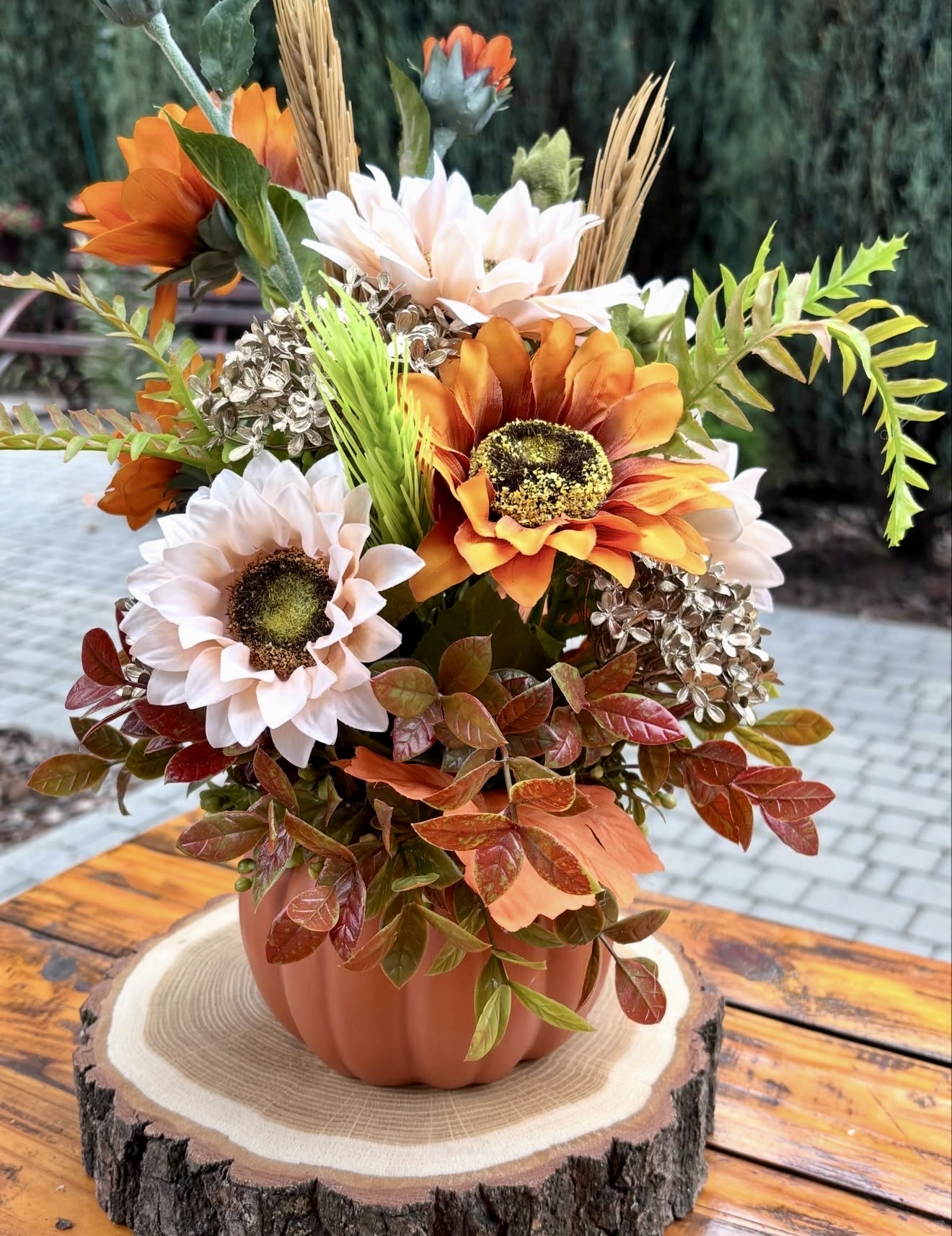 Pumpkin Vase Autumn Floral Arrangement