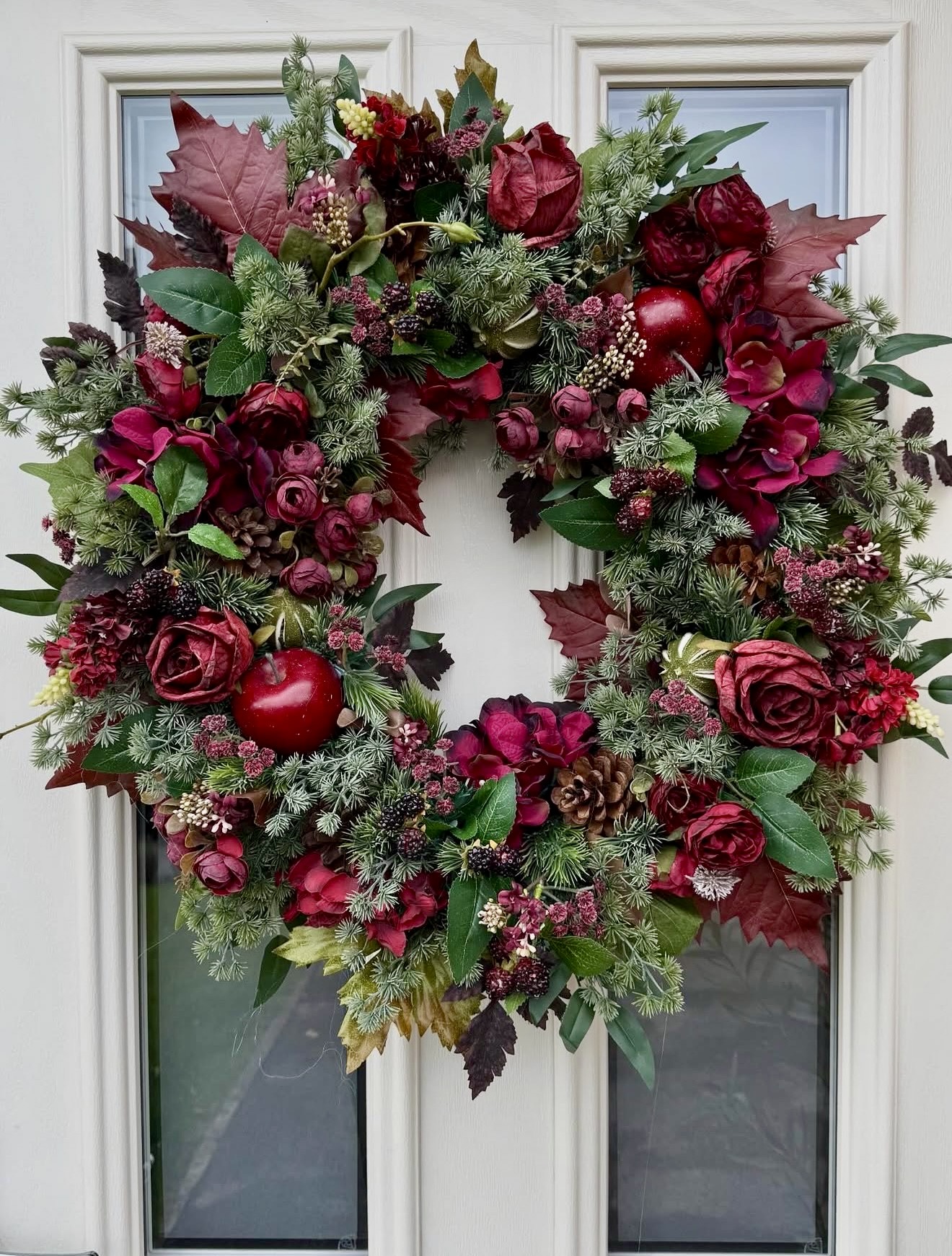 Rich Burgundy & Pinecone Autumn Wreath
