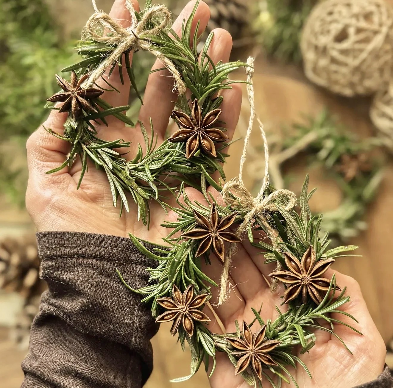 Rosemary and Star Anise Mini Wreaths