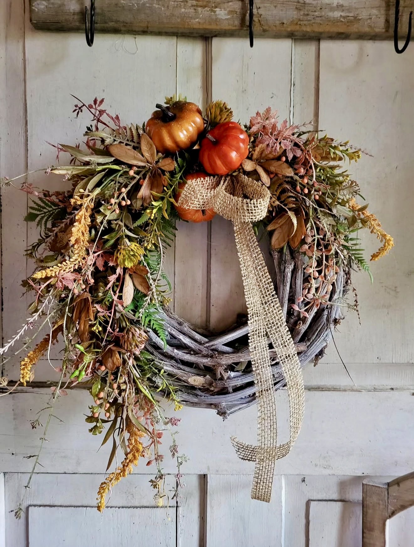 Rustic Autumn Harvest Pumpkin Wreath