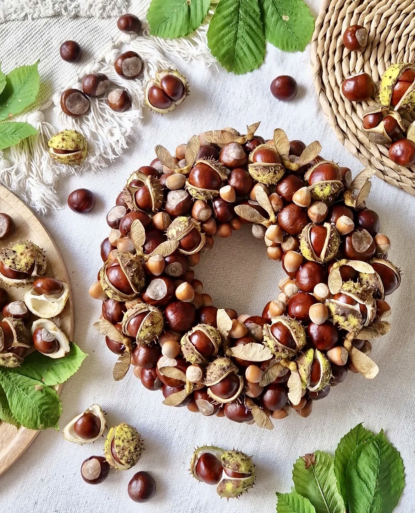 Rustic Chestnut and Seed Pod Fall Wreath