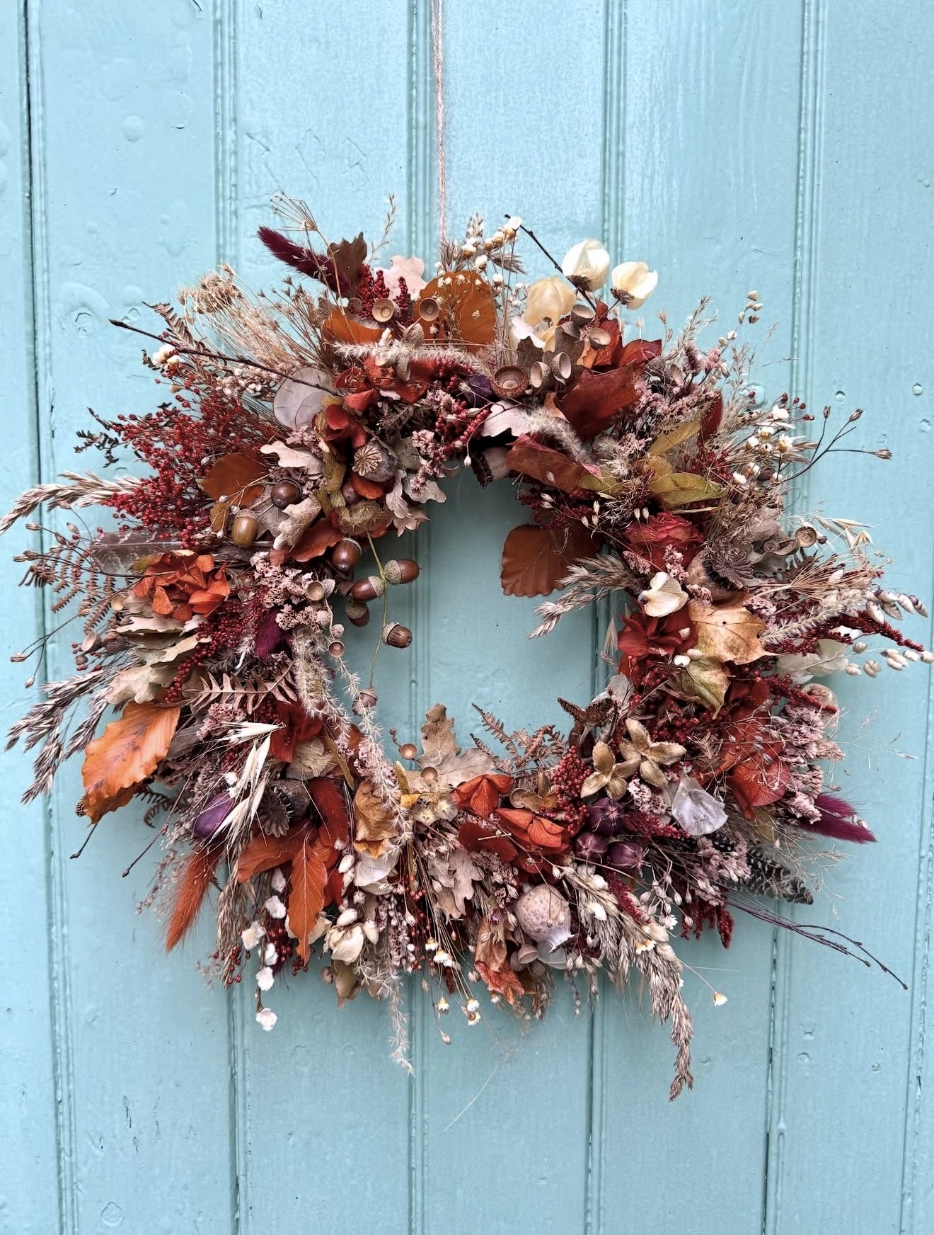 Rustic Dried Floral and Acorn Fall Wreath