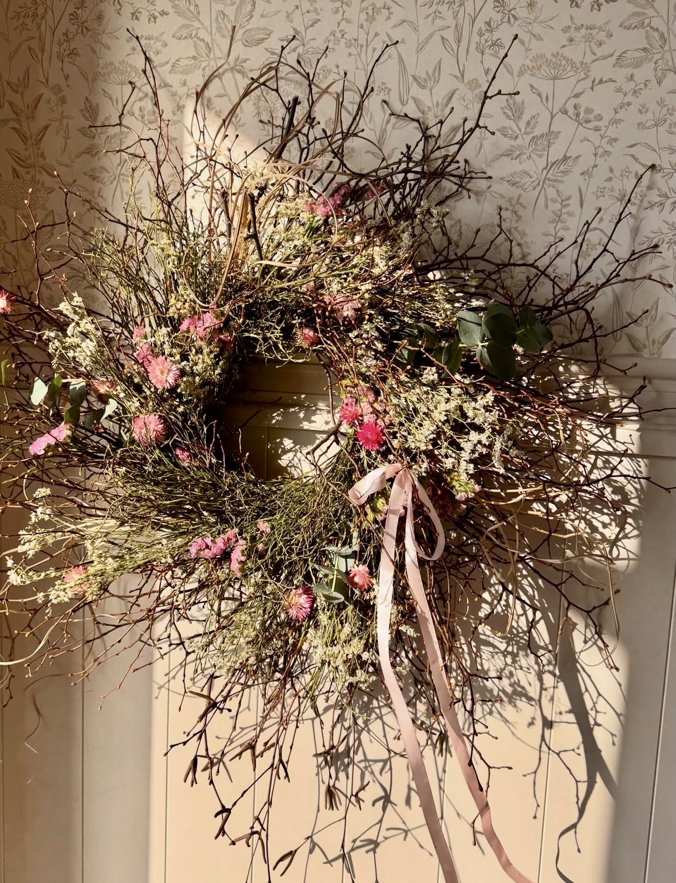 Rustic Dried Flower and Twig Fall Wreath