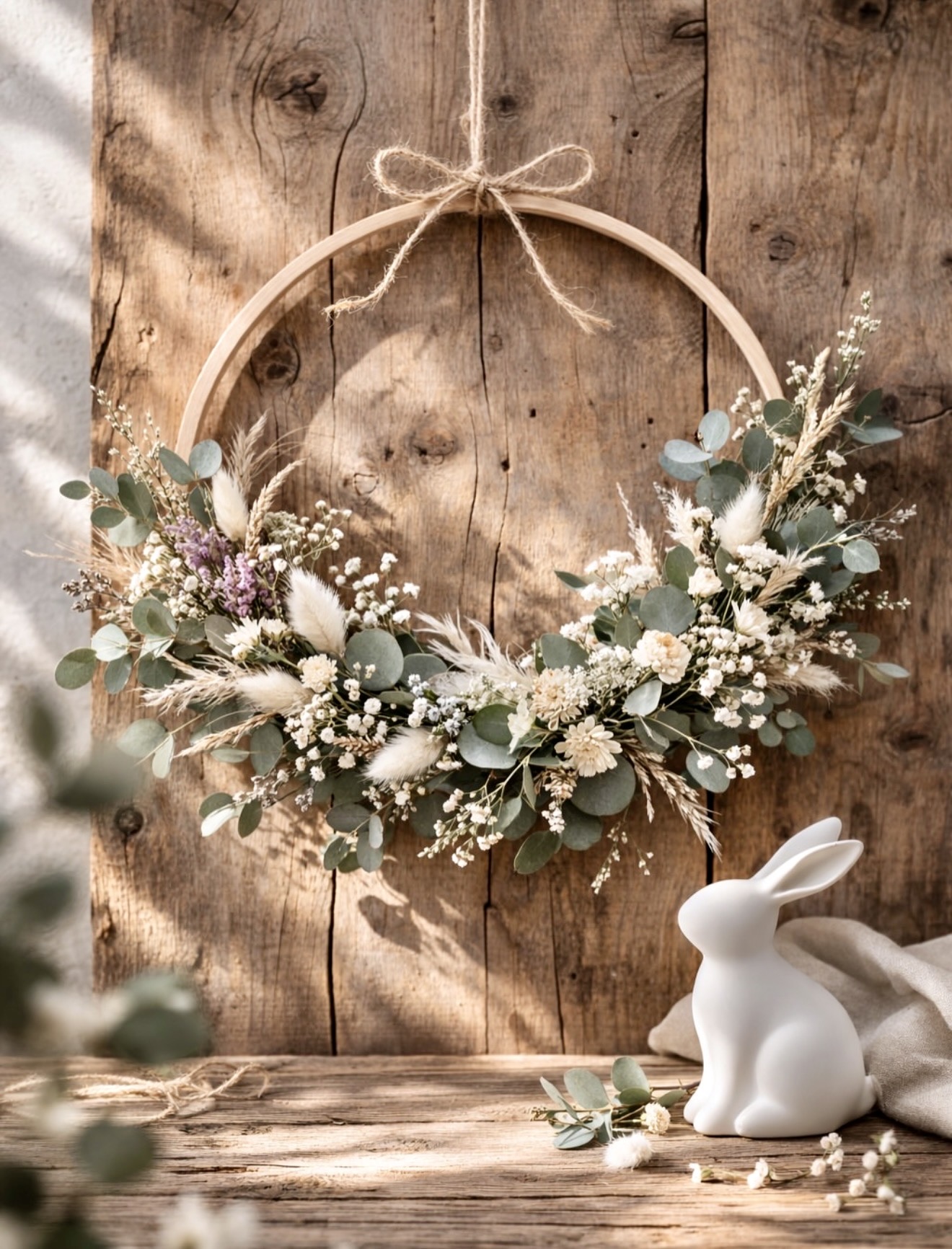 Rustic Dried Flower Hoop Wreath