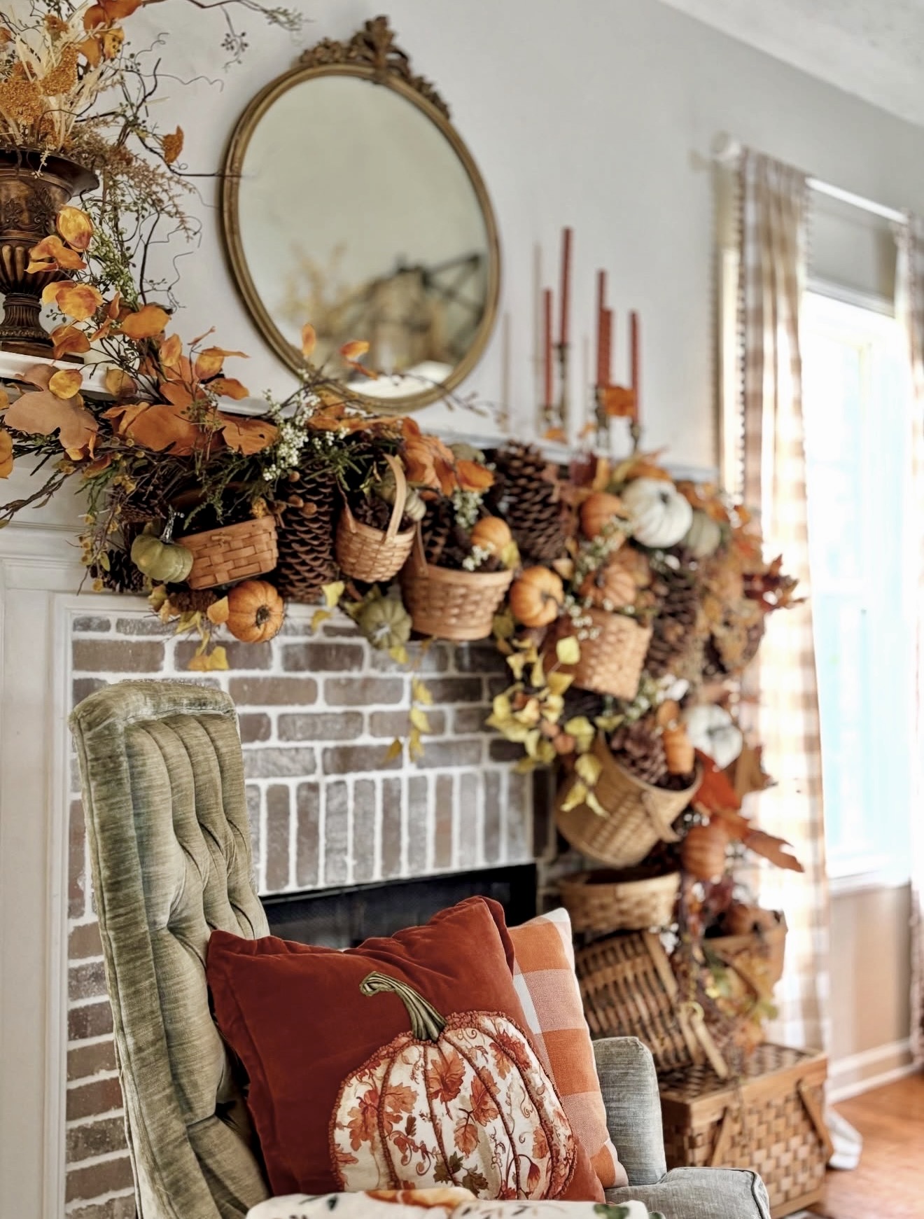 Rustic Fall Harvest Mantle Display
