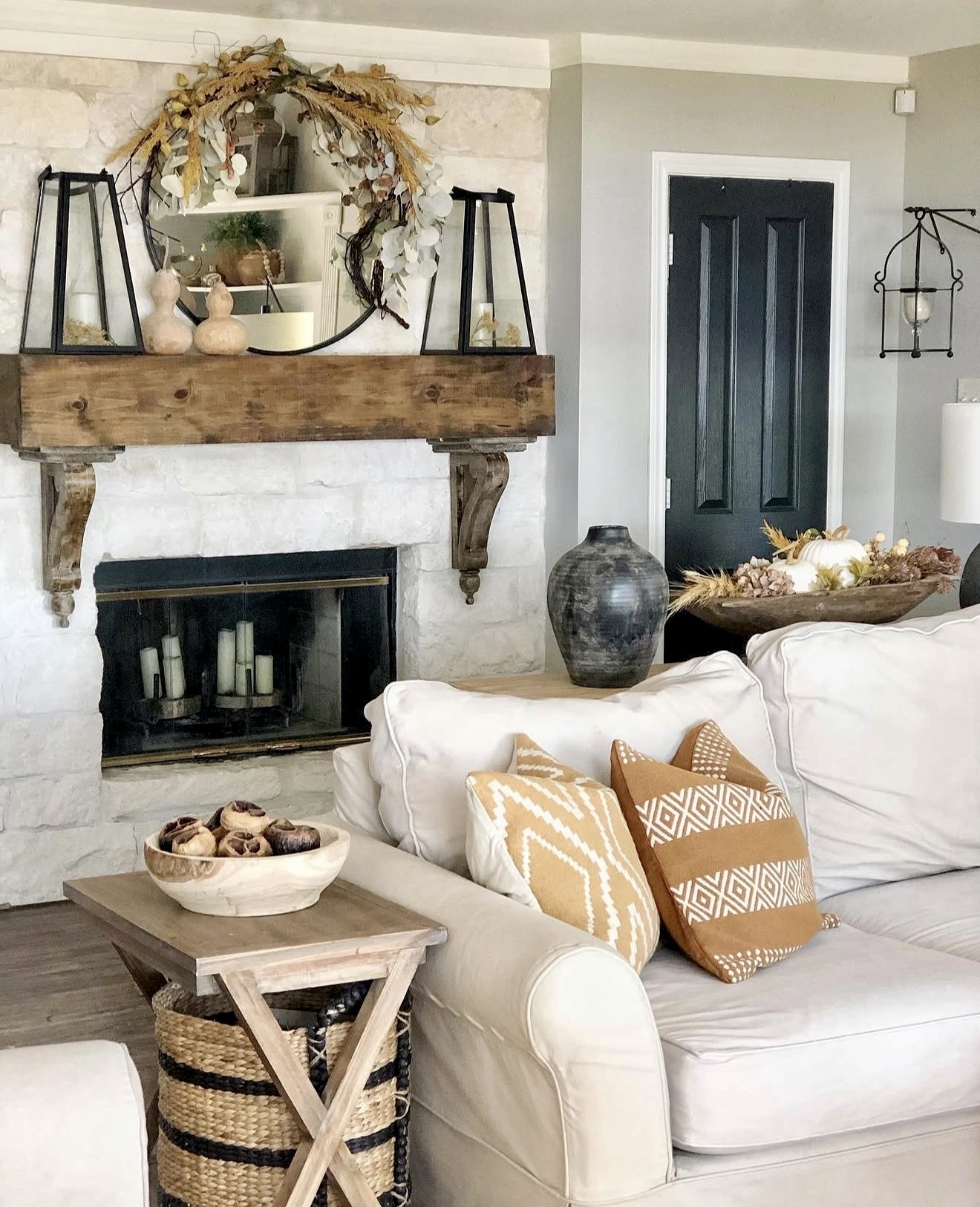 Rustic Fall Hearth with Natural Accents