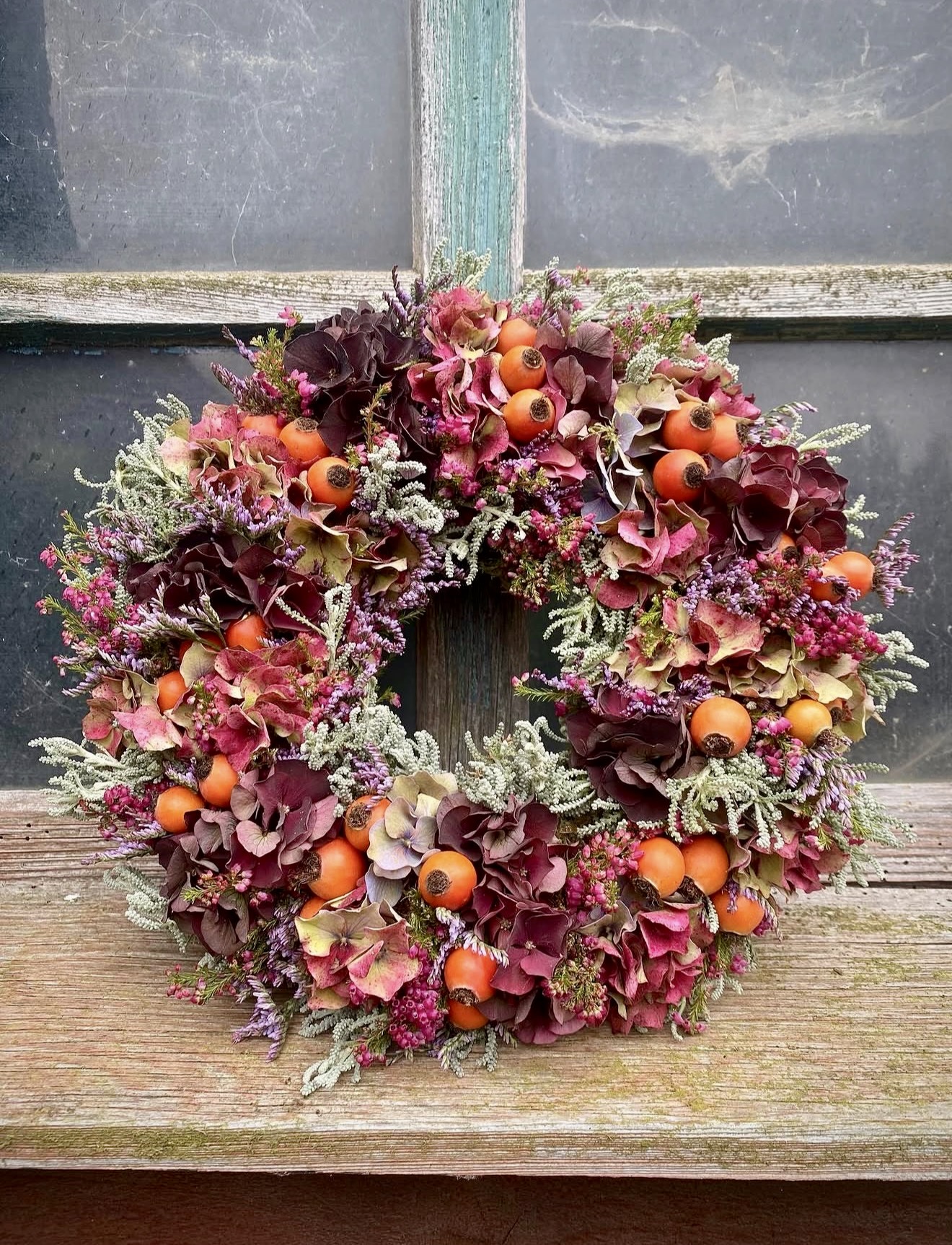 Rustic Hydrangea and Berry Fall Wreath