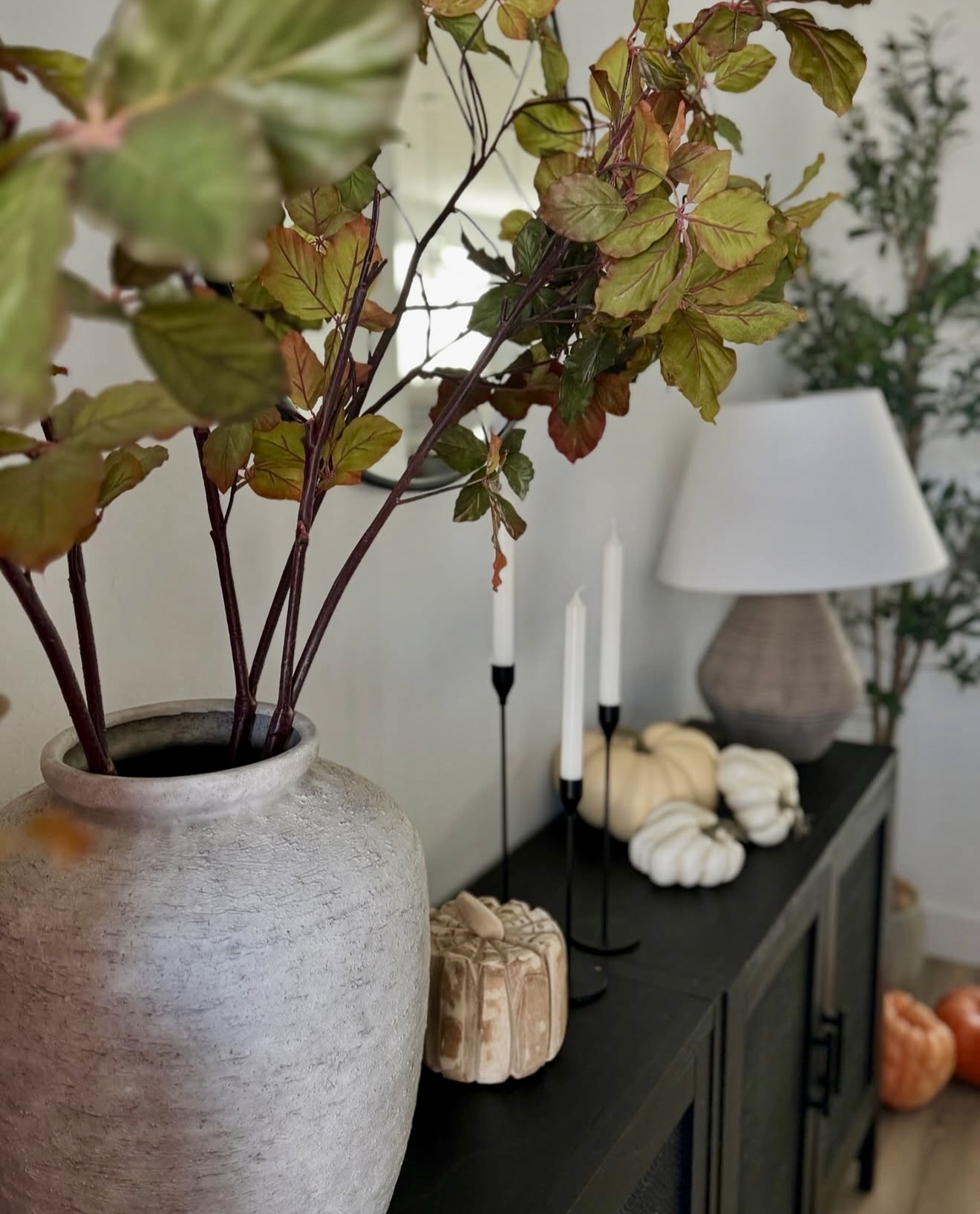 Rustic Neutral Fall Console Table Decor