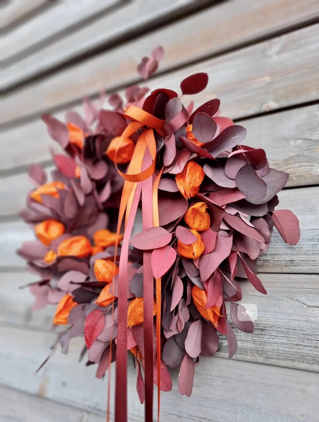 Rustic Red and Orange Fall Leaf Wreath