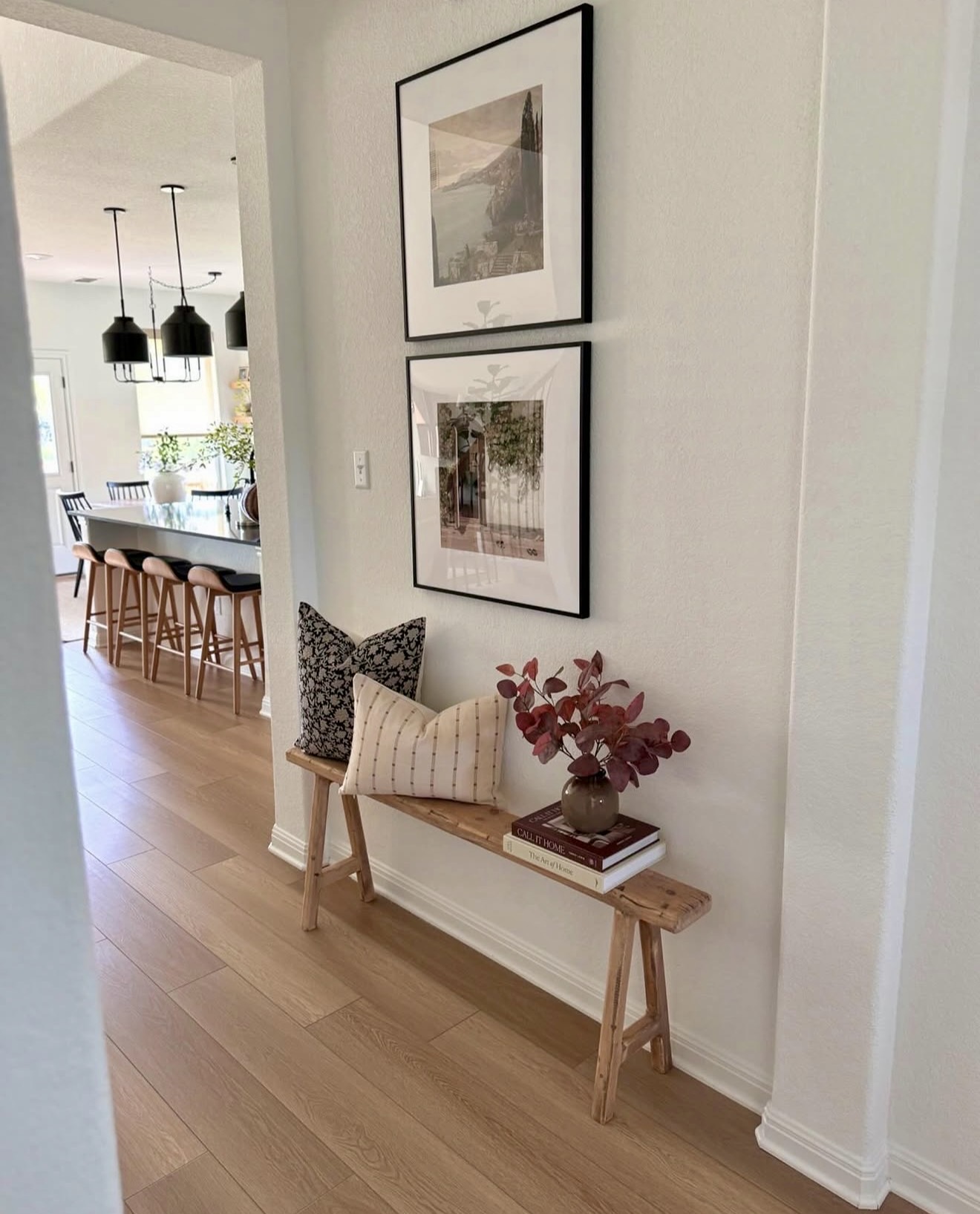 Rustic Wooden Bench Fall Entryway Styling