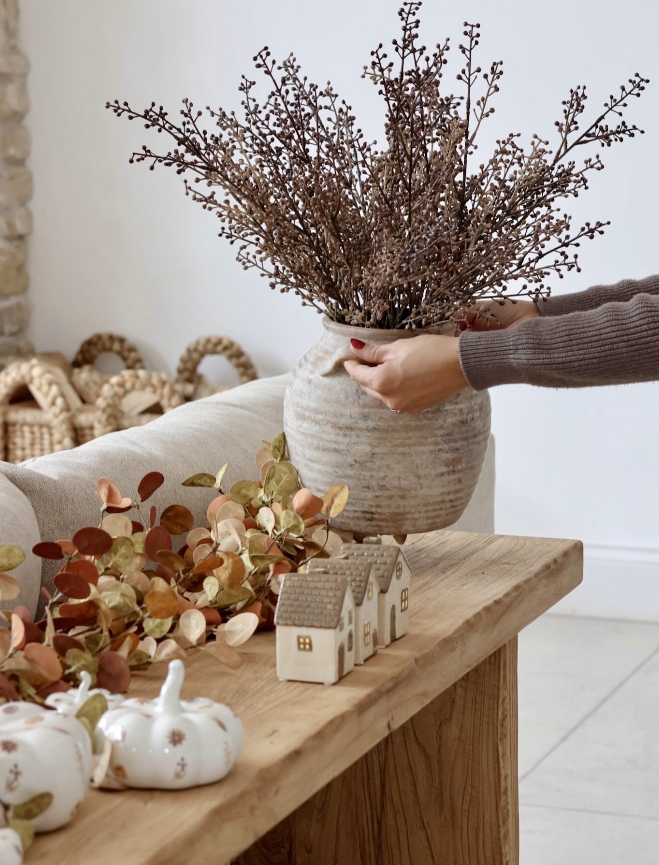 Rustic Wooden Table Autumn Decor Accents