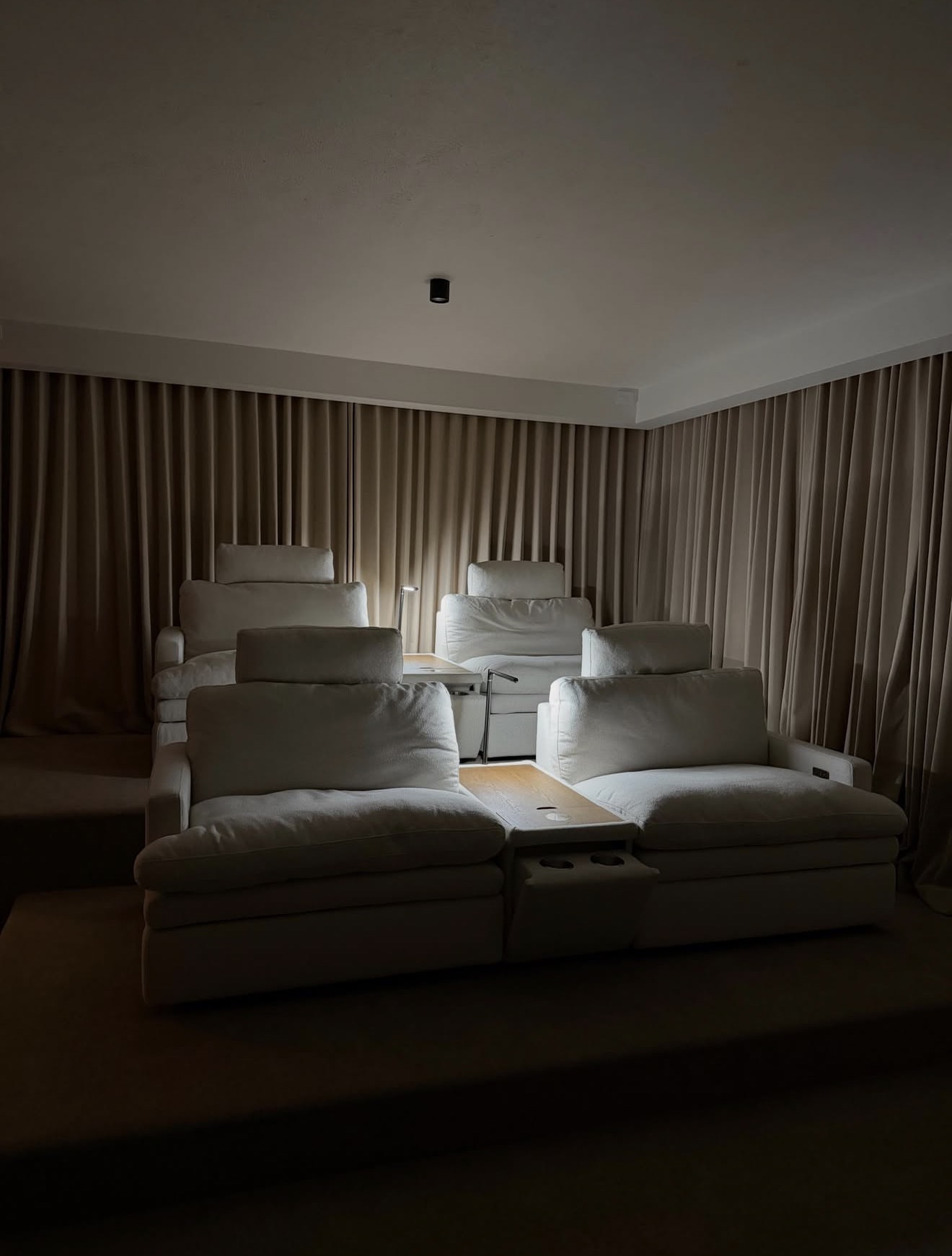 Soft Neutral Minimalist Home Cinema Sanctuary