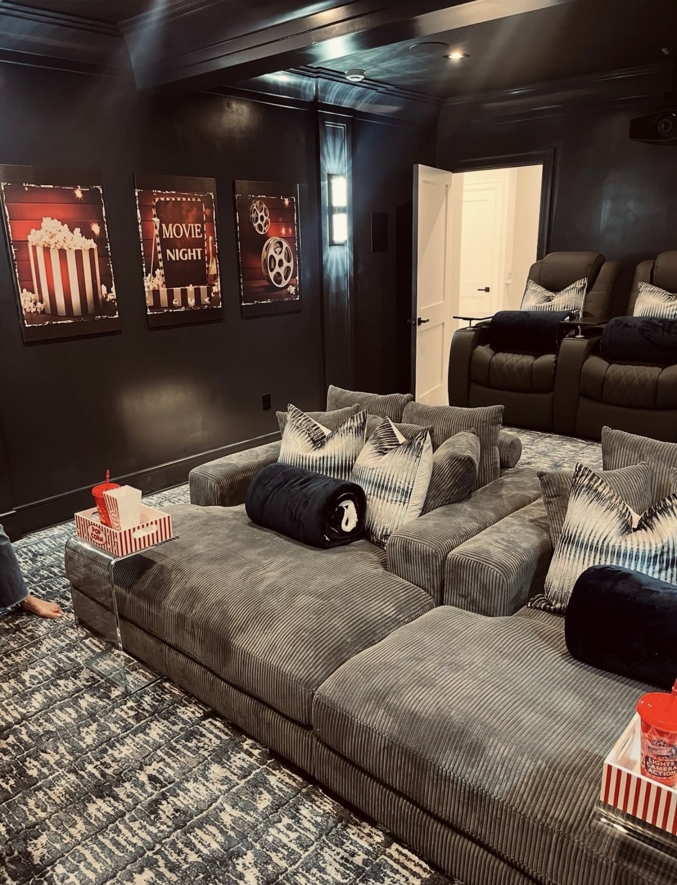 Sophisticated Blackout Home Theater Lounge