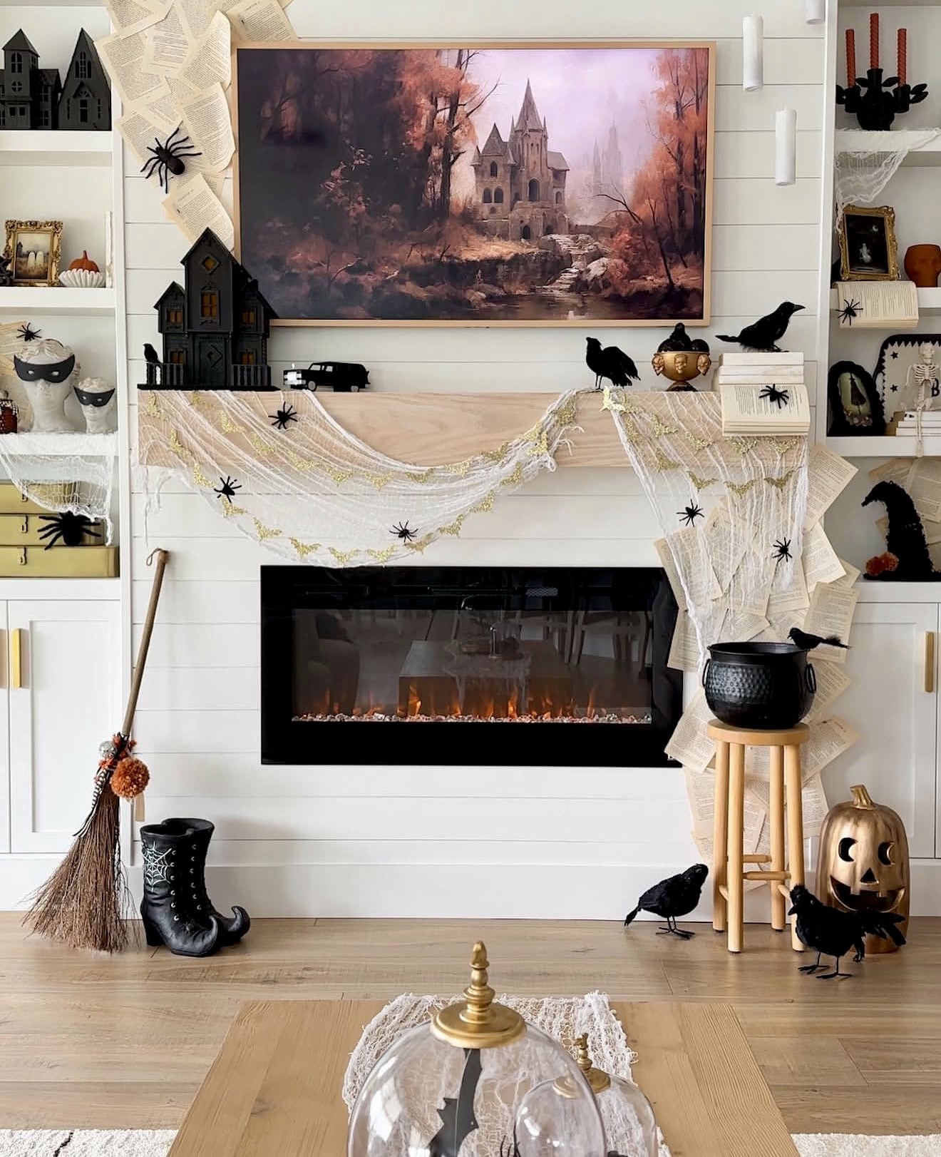 Spooky Castle Halloween Fireplace Decor