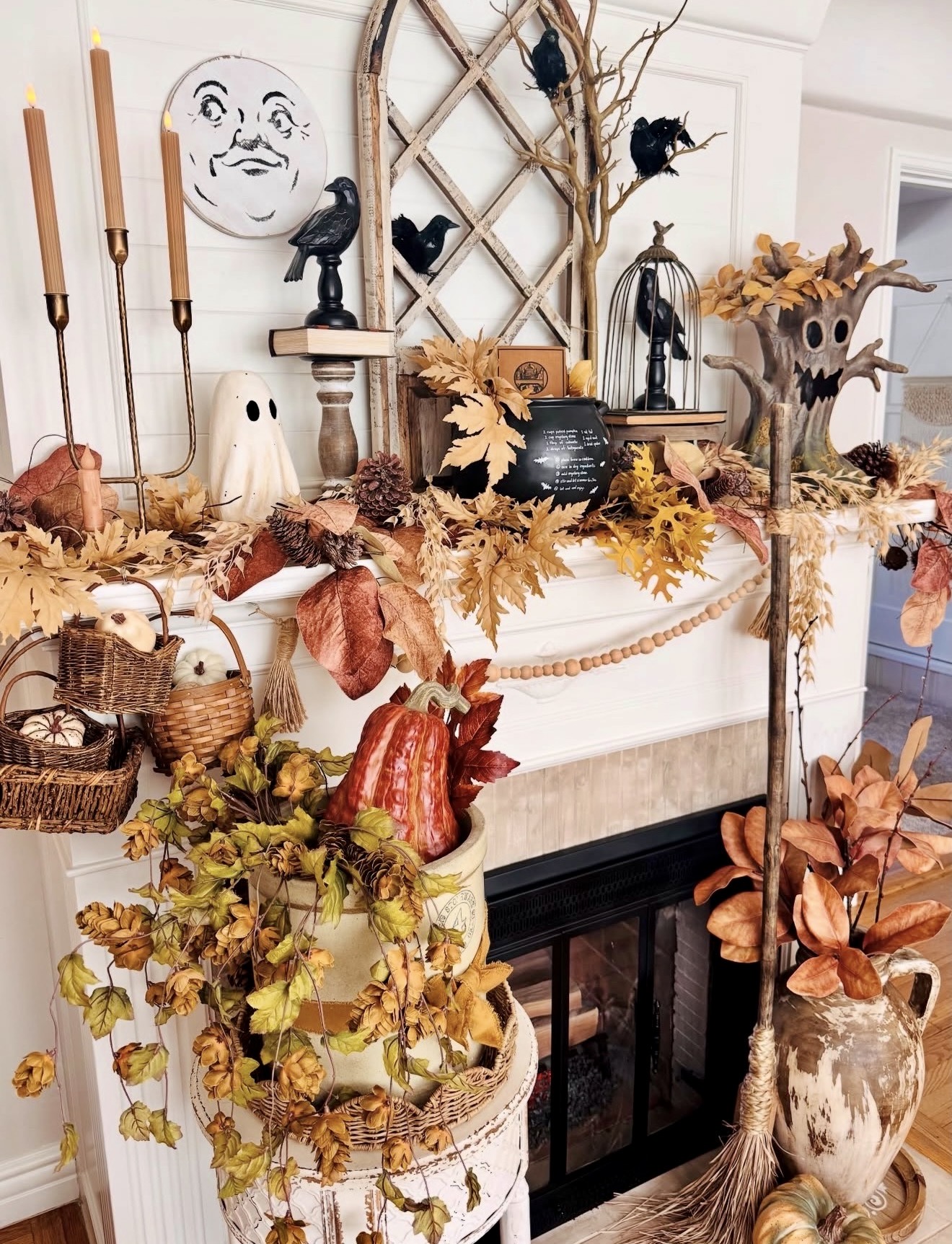 Spooky Halloween Fireplace Mantel Decor