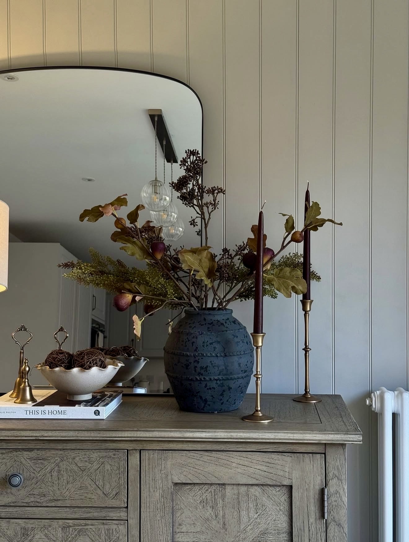 Textured Dark Vase Autumnal Centerpiece