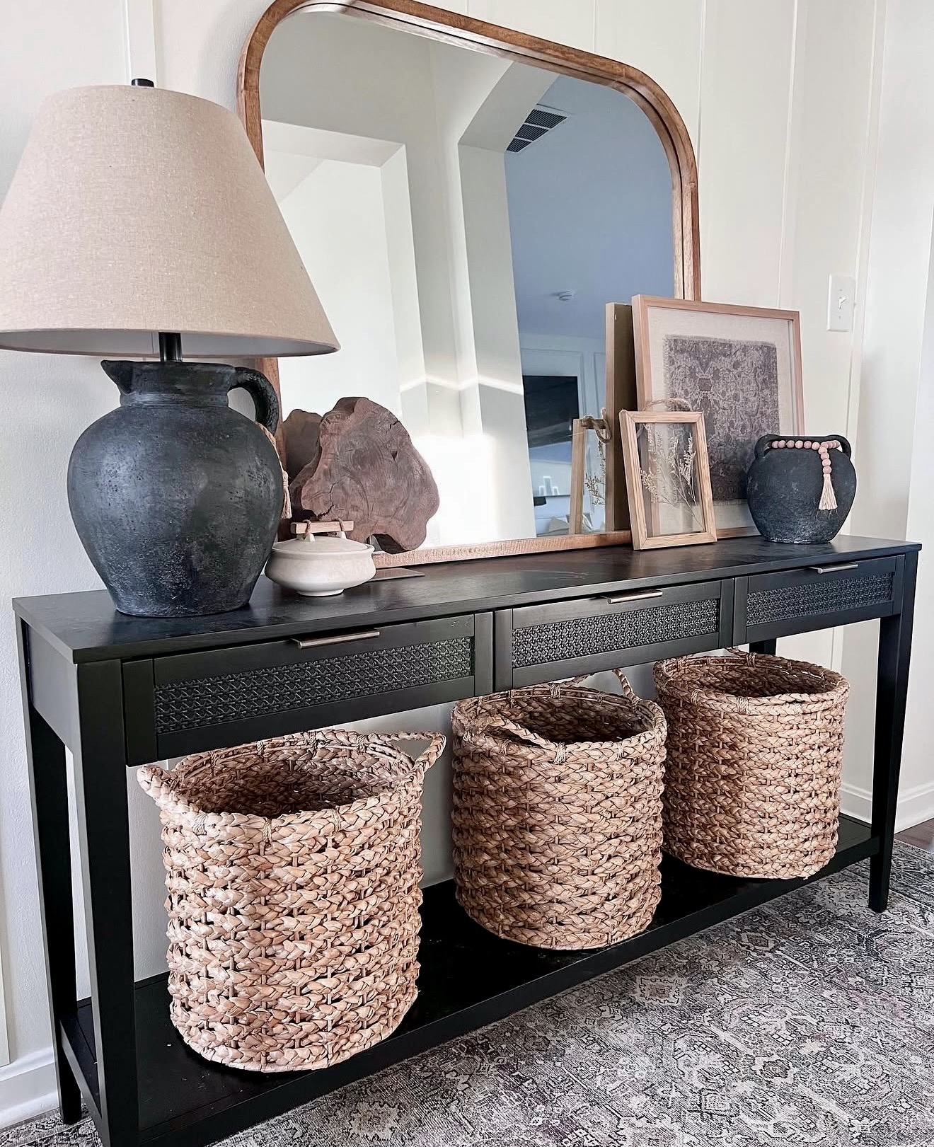 Warm And Rustic Fall Entryway Console Display