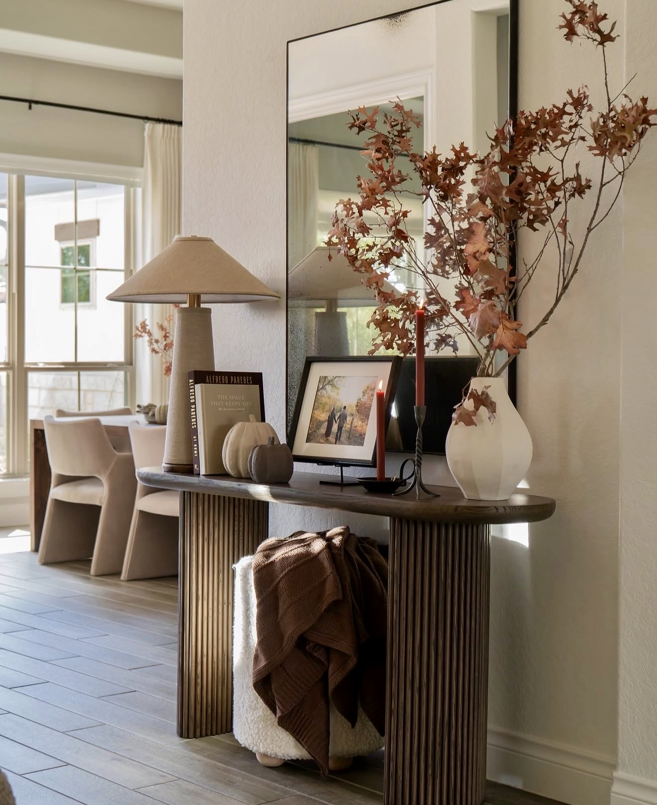 Warm Autumn Entryway Console Table Styling