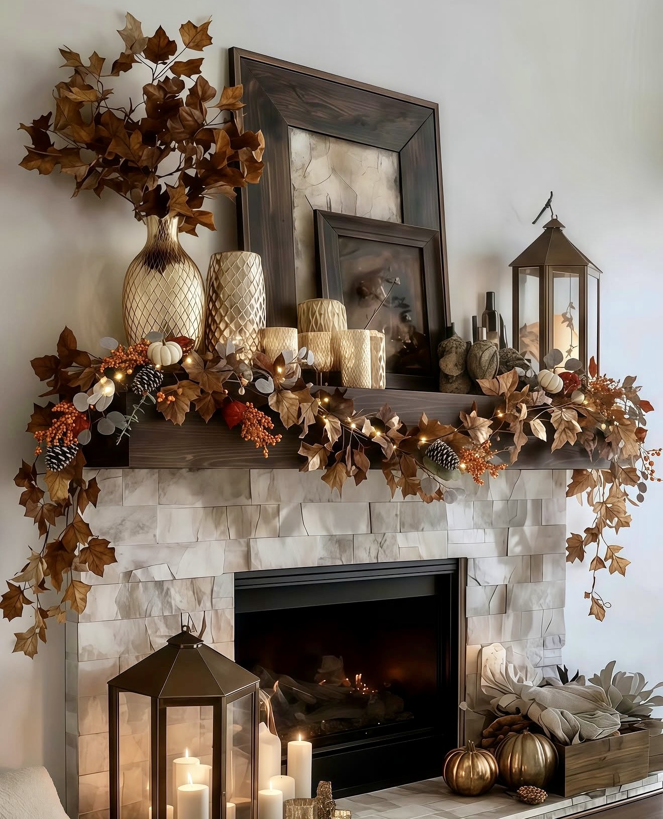 Warm Autumn Leaf and Pumpkin Fireplace Garland