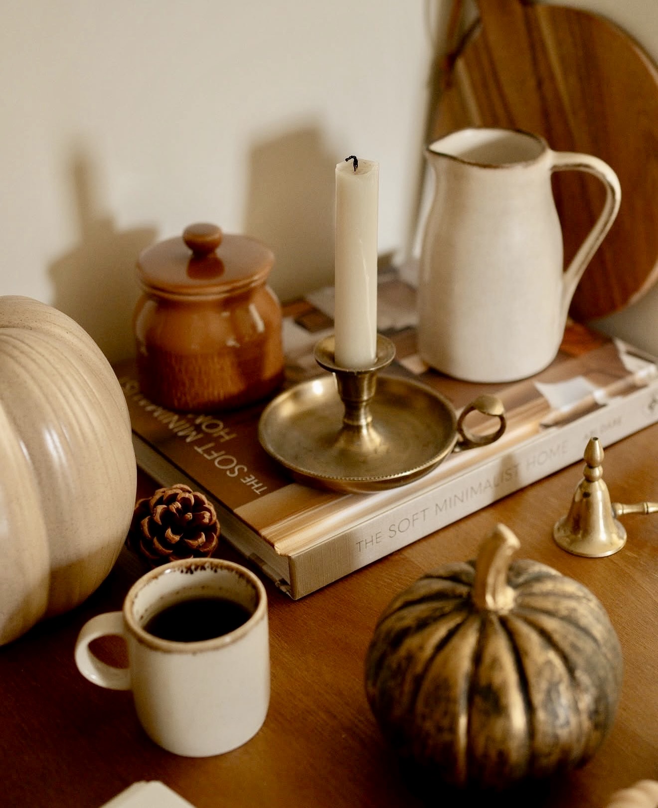Warm Autumn Vignette With Brass Accents