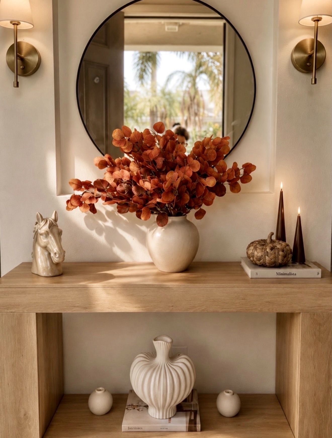 Warm Autumnal Entryway Console Styling