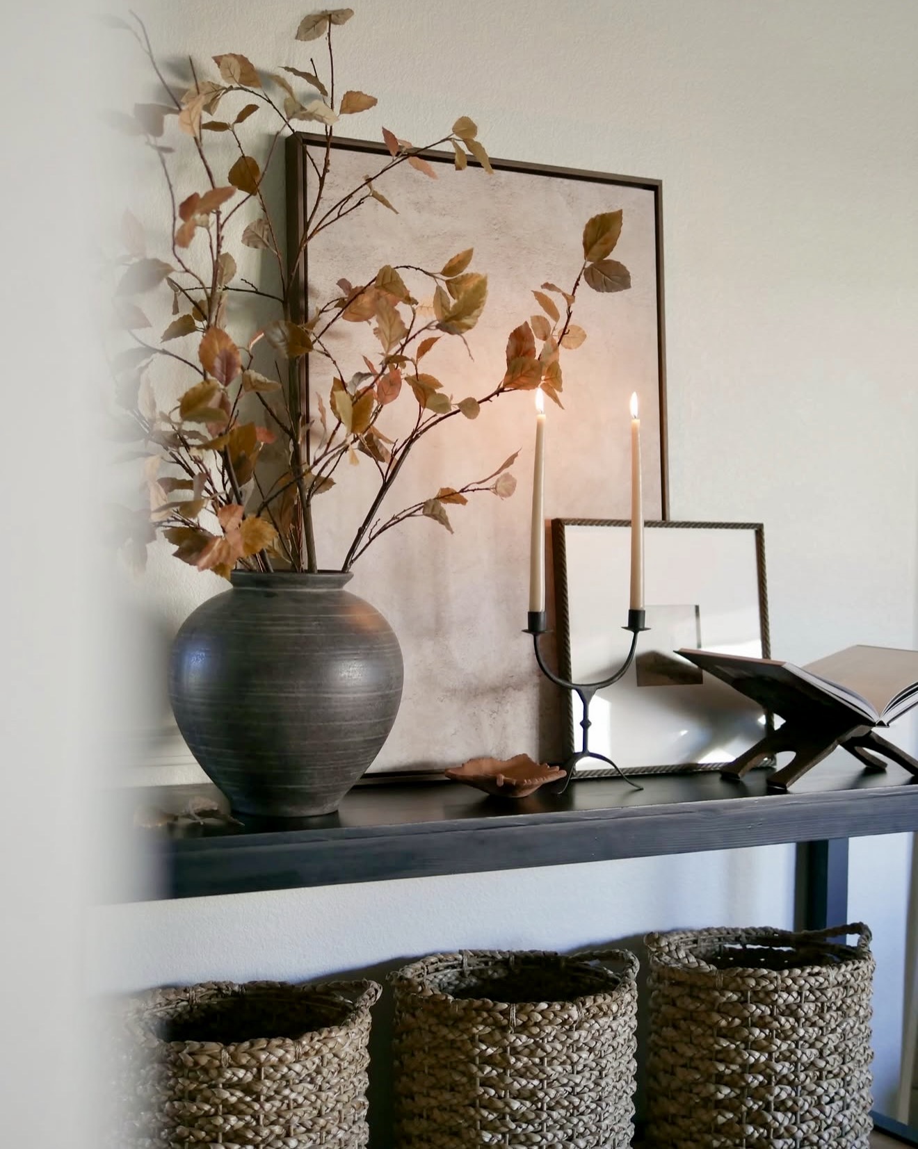 Warm Autumnal Entryway With Natural Textures