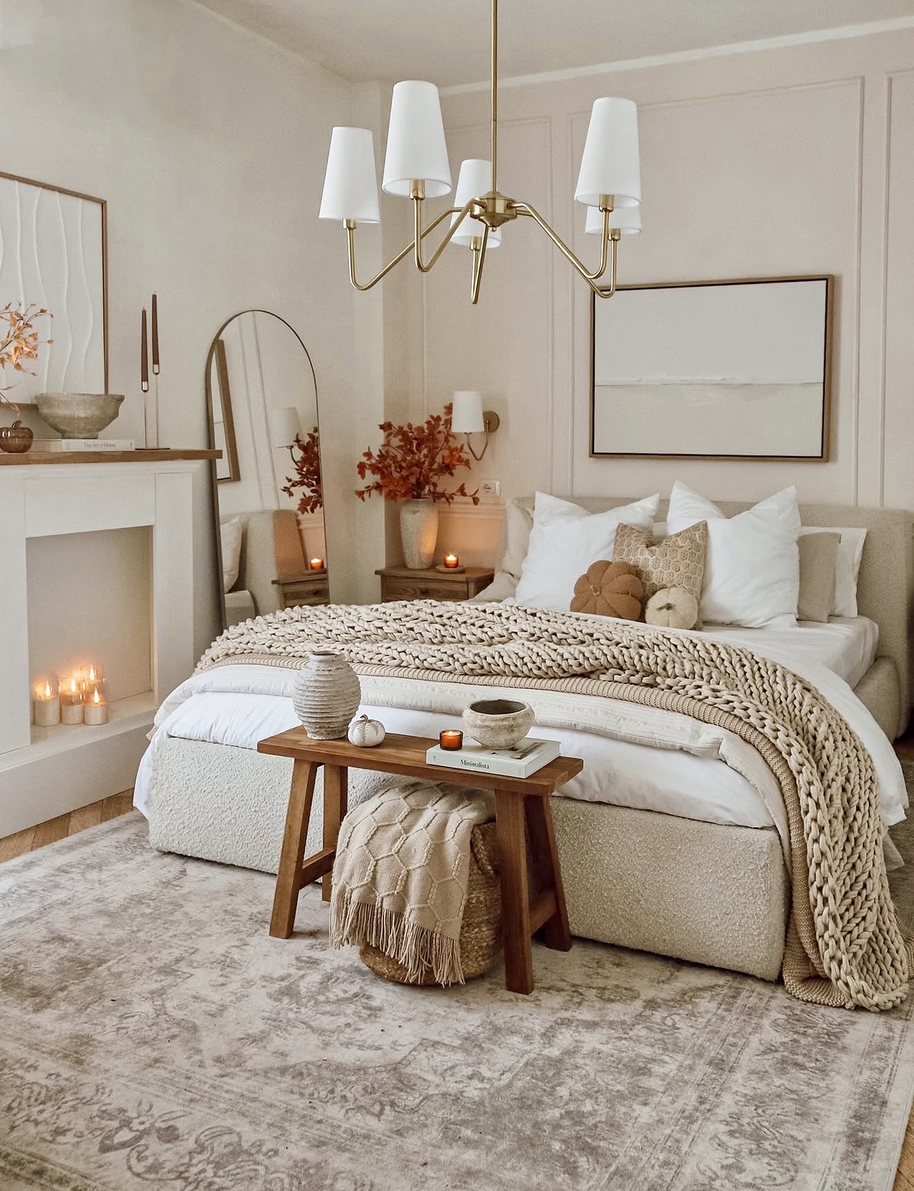 Warm Neutral Cozy Fall Bedroom Retreat
