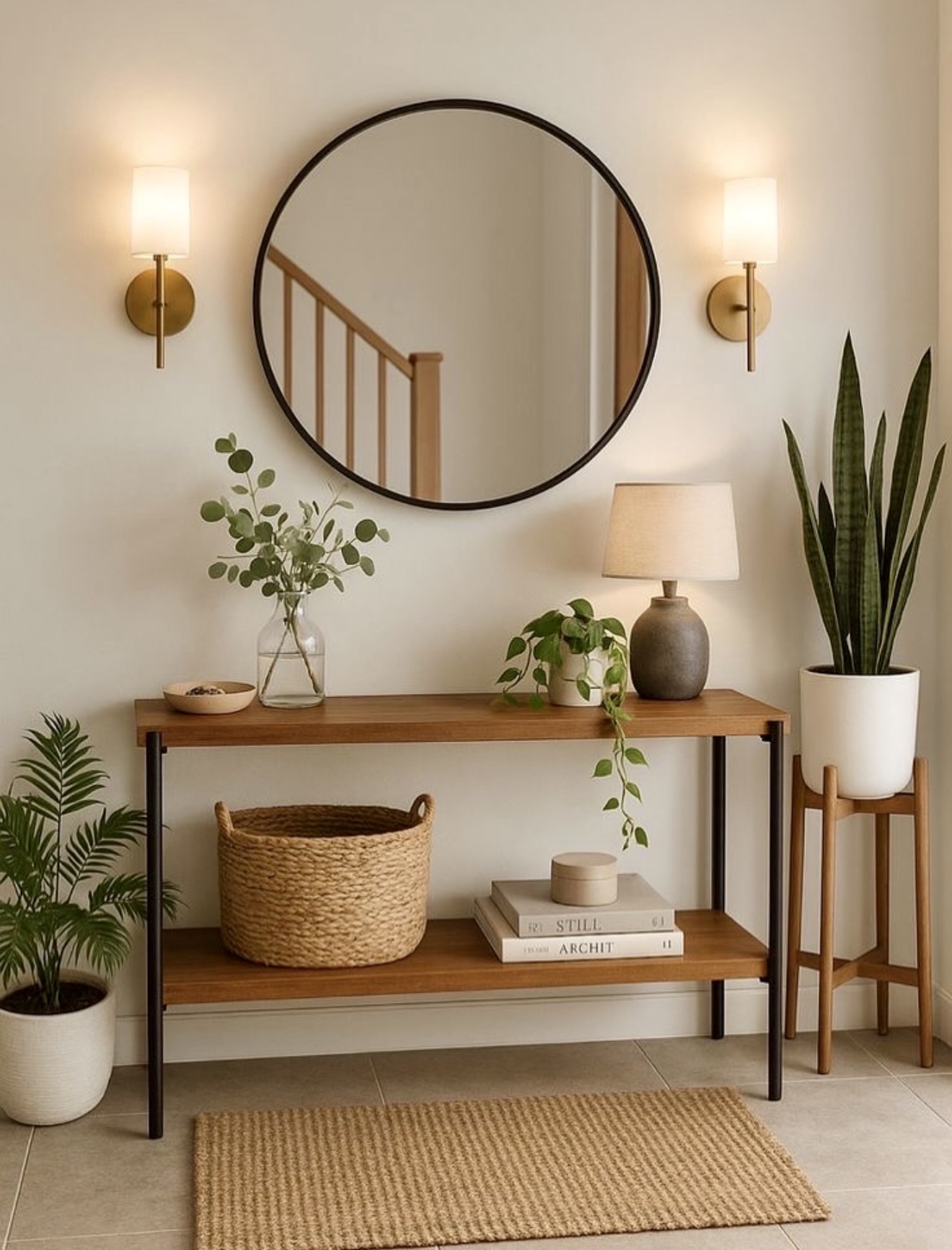 Warm Wood Entryway with Natural Textures
