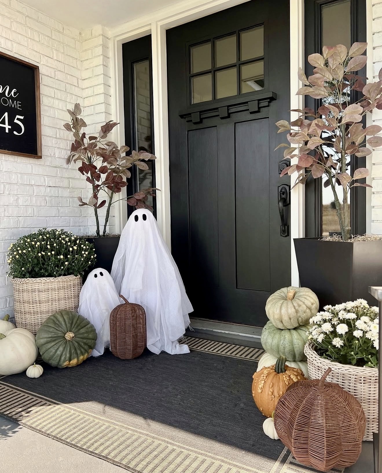 Whimsical Ghost and Pumpkin Fall Front Door