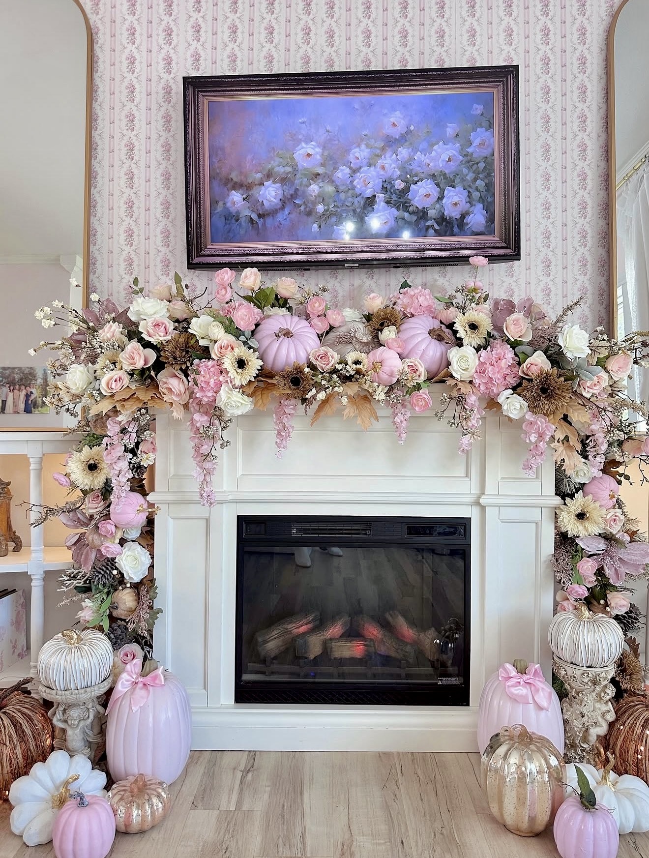 Whimsical Pastel Pumpkin Fall Mantelscape