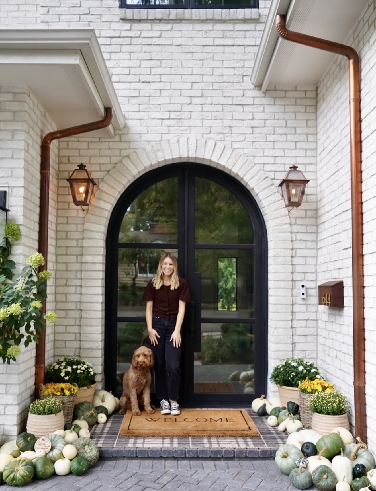Chic Autumn Porch With Pumpkins And Mums