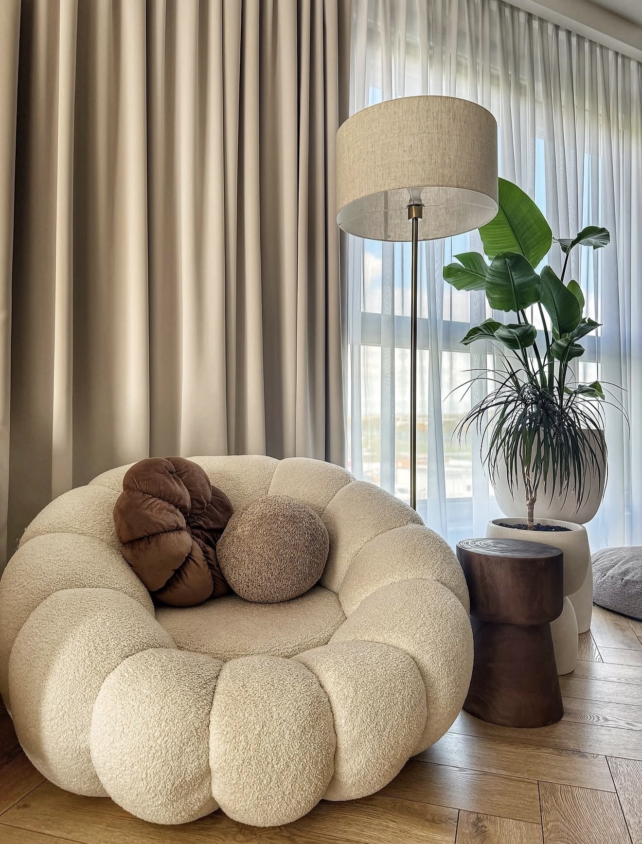 Cozy Bouclé Cloud Chair Reading Corner